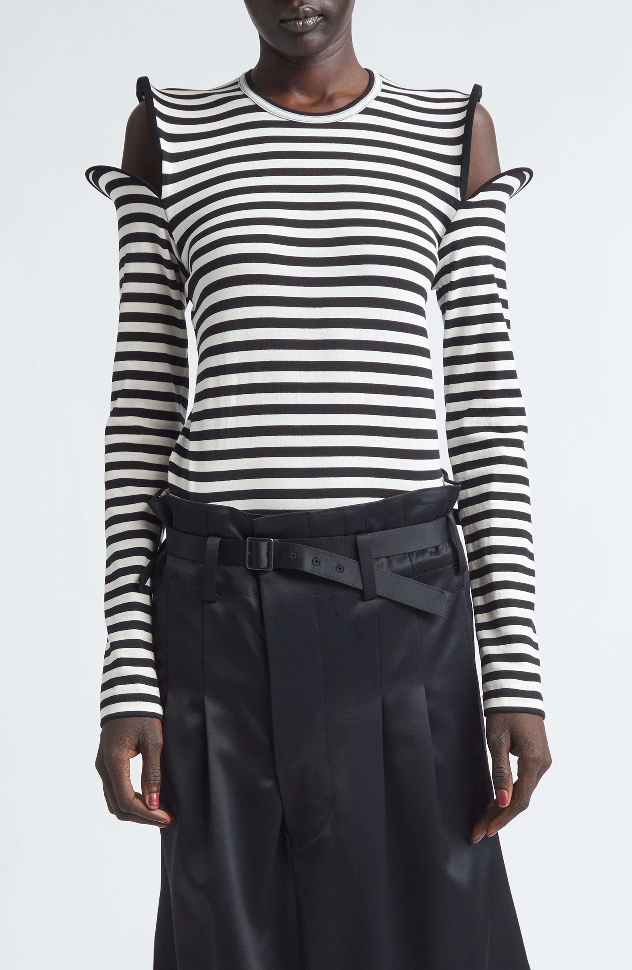 Wired Cutout Stripe Cotton Jersey T-Shirt - image 1