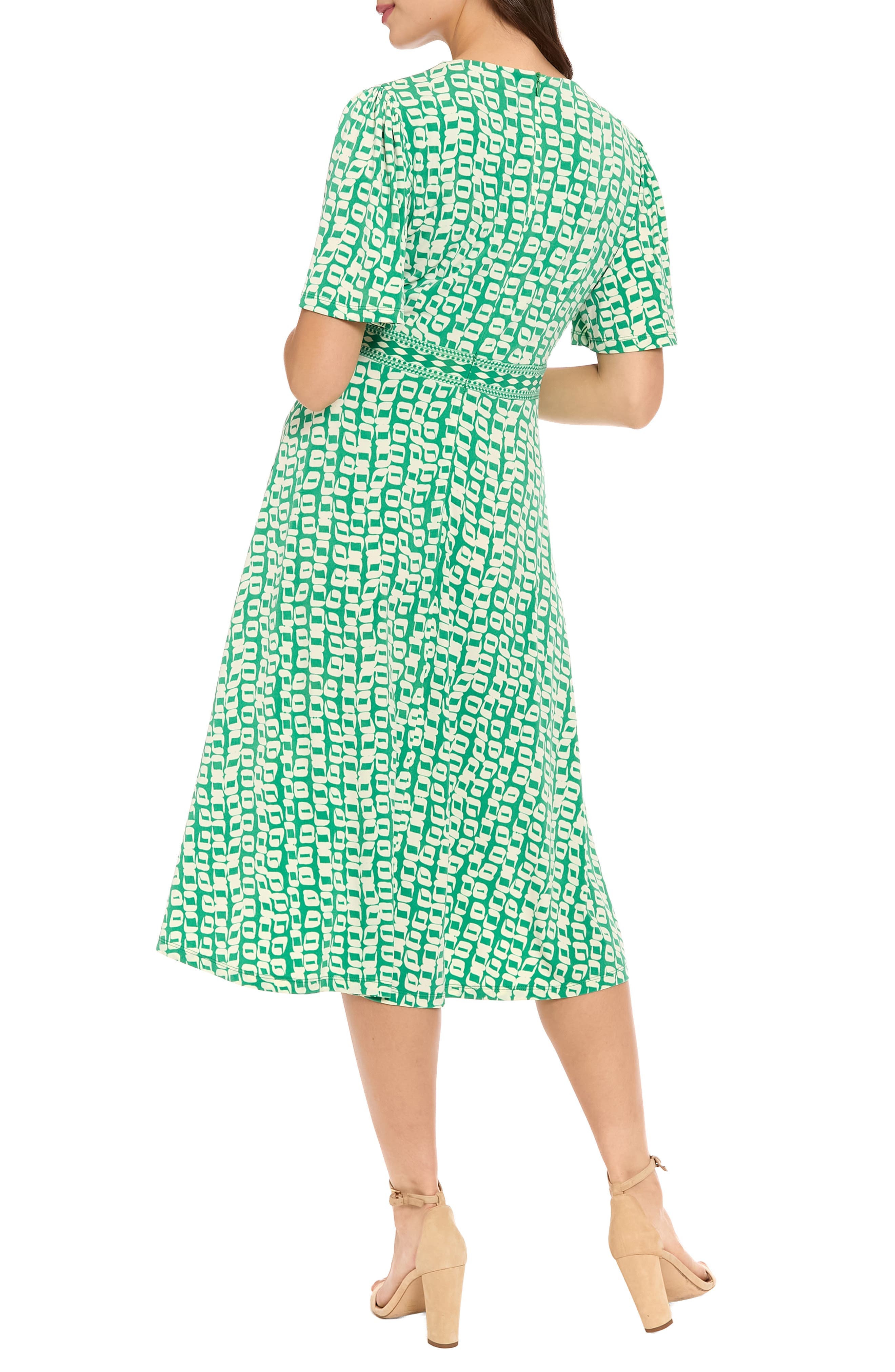 Flutter Sleeve A-Line Midi Dress - image 4