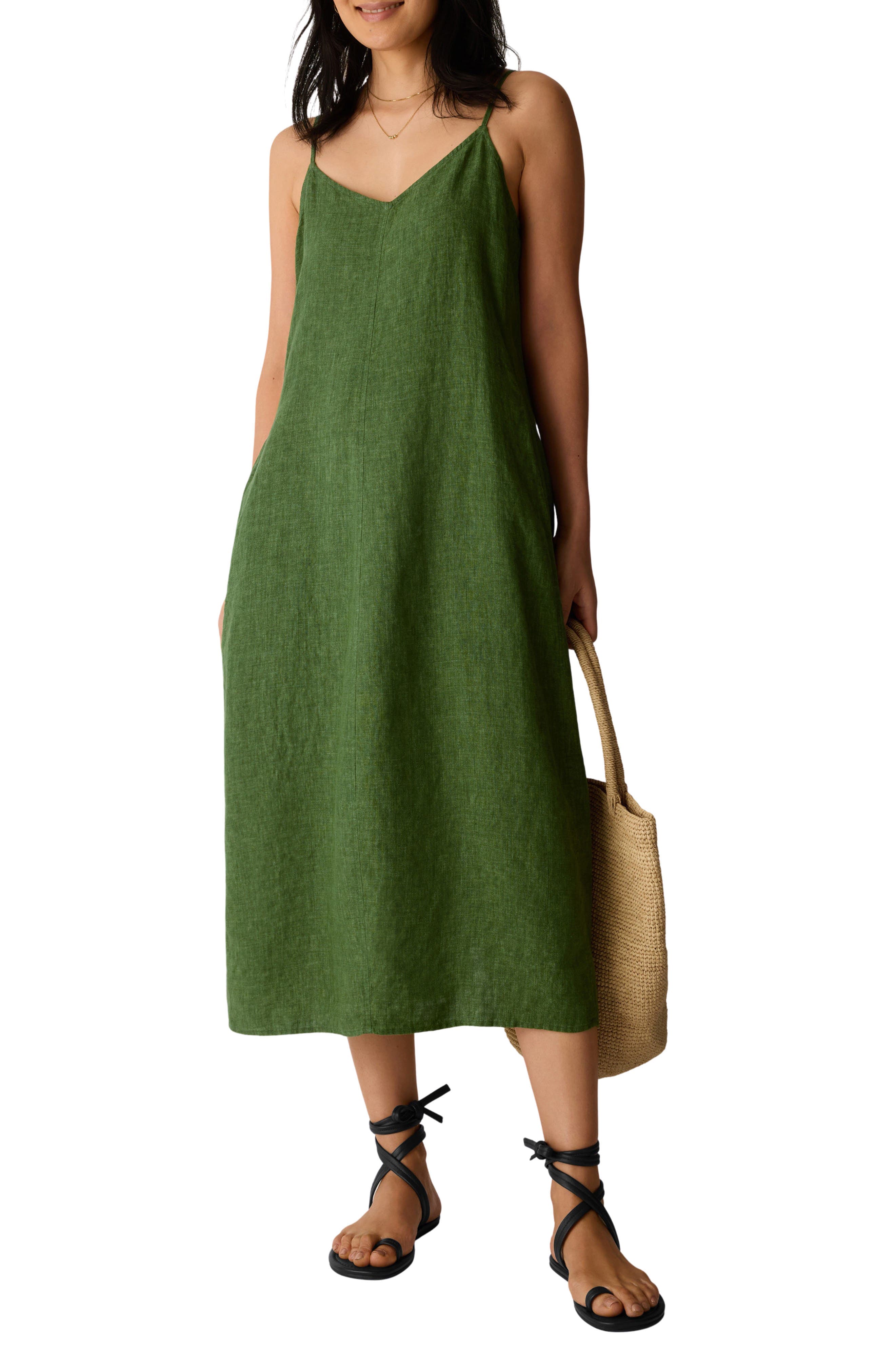 Organic Linen Lantern Shift Dress - image 1