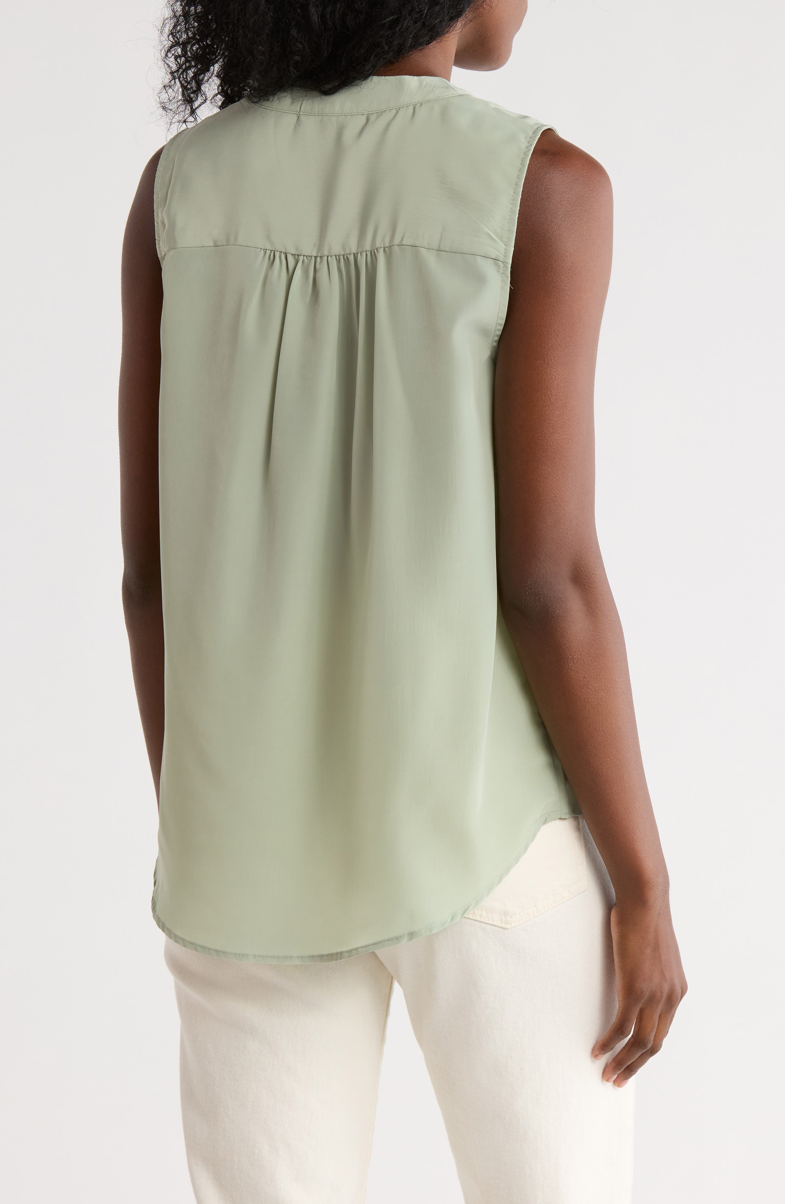 V-Neck Sleeveless Pleat Front Top - image 4