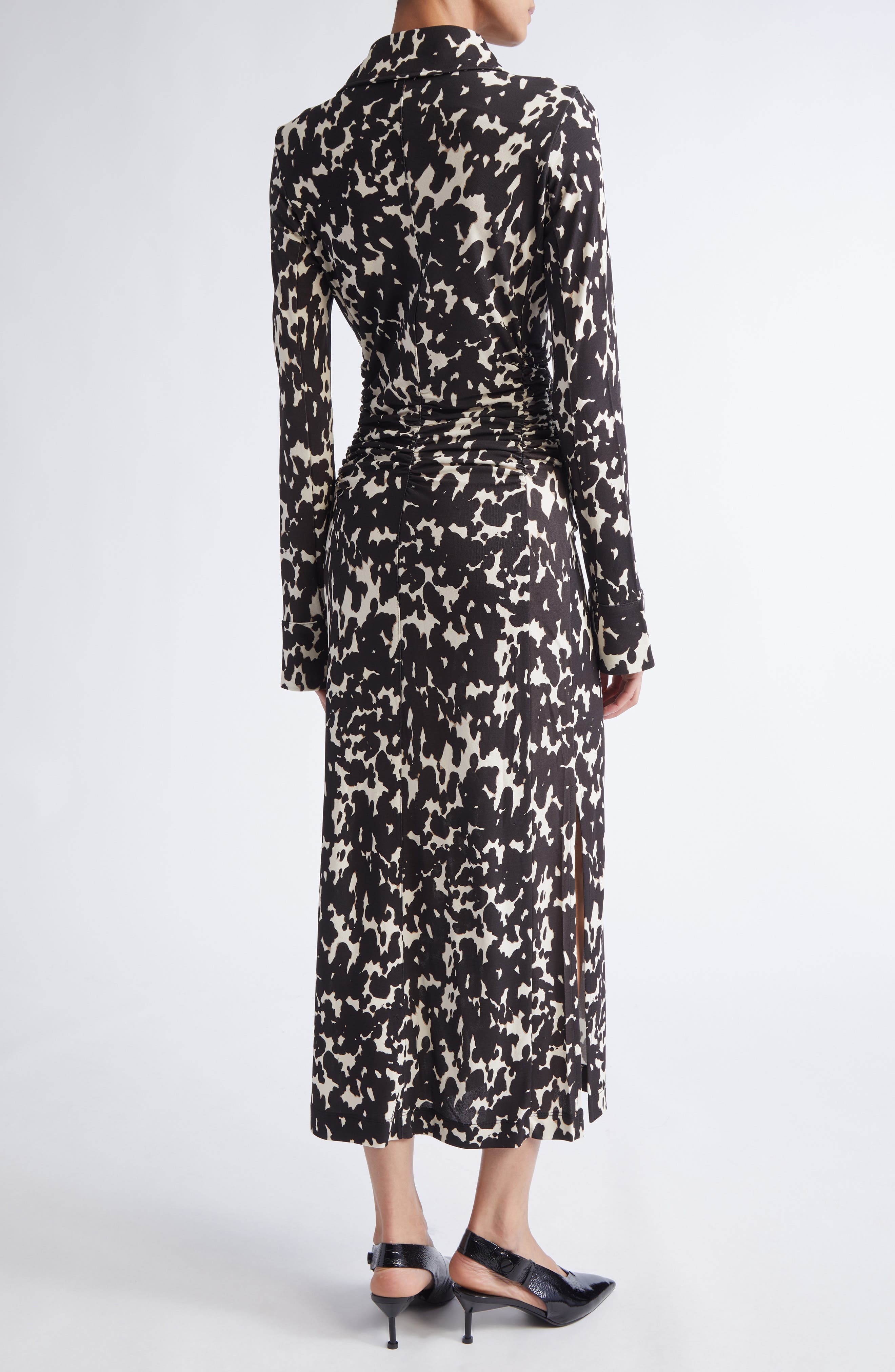 Claudia Print Ruched Long Sleeve Jersey Shirtdress - image 2