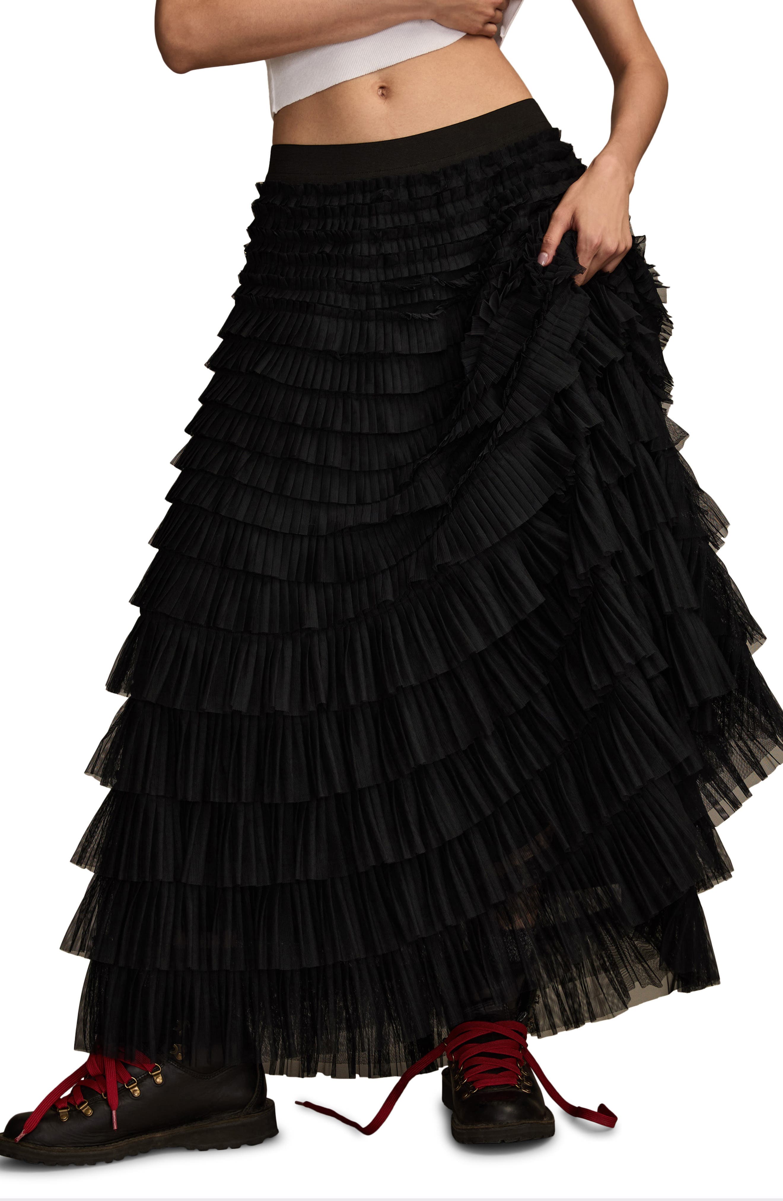 Tiered Ruffle Tulle Maxi Skirt - image 1