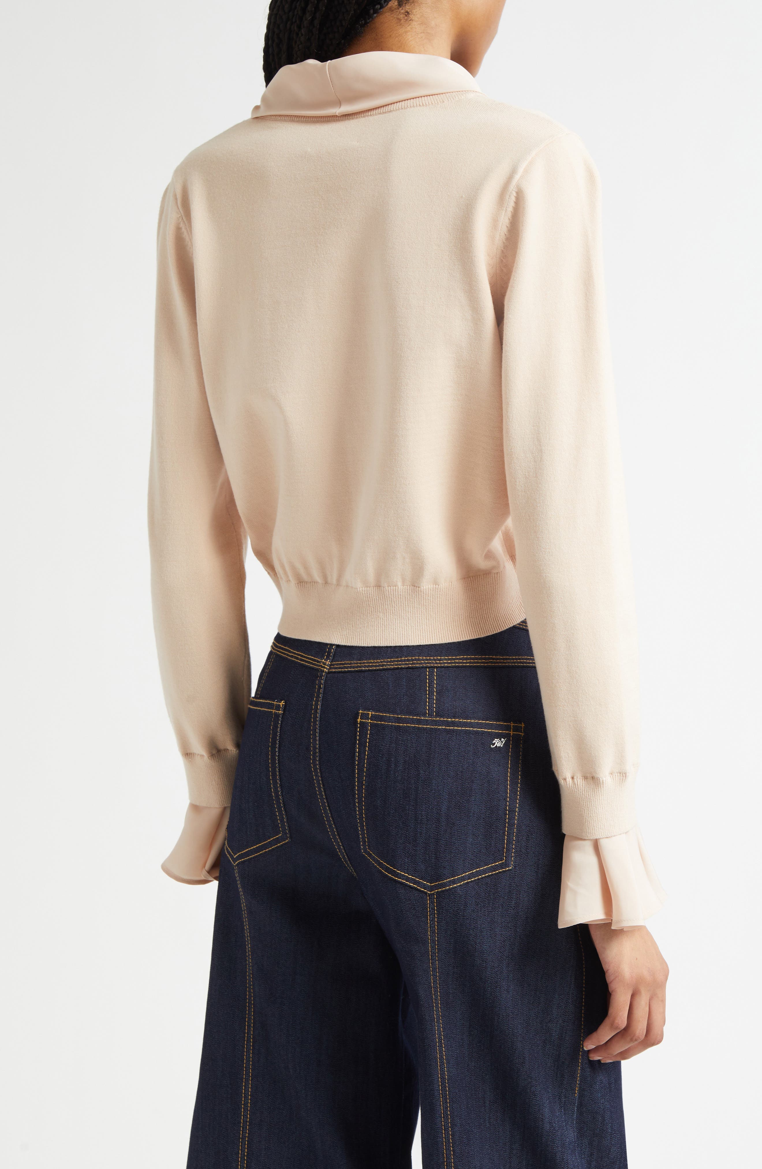 Lenu Tie Neck Crop Sweater - image 2