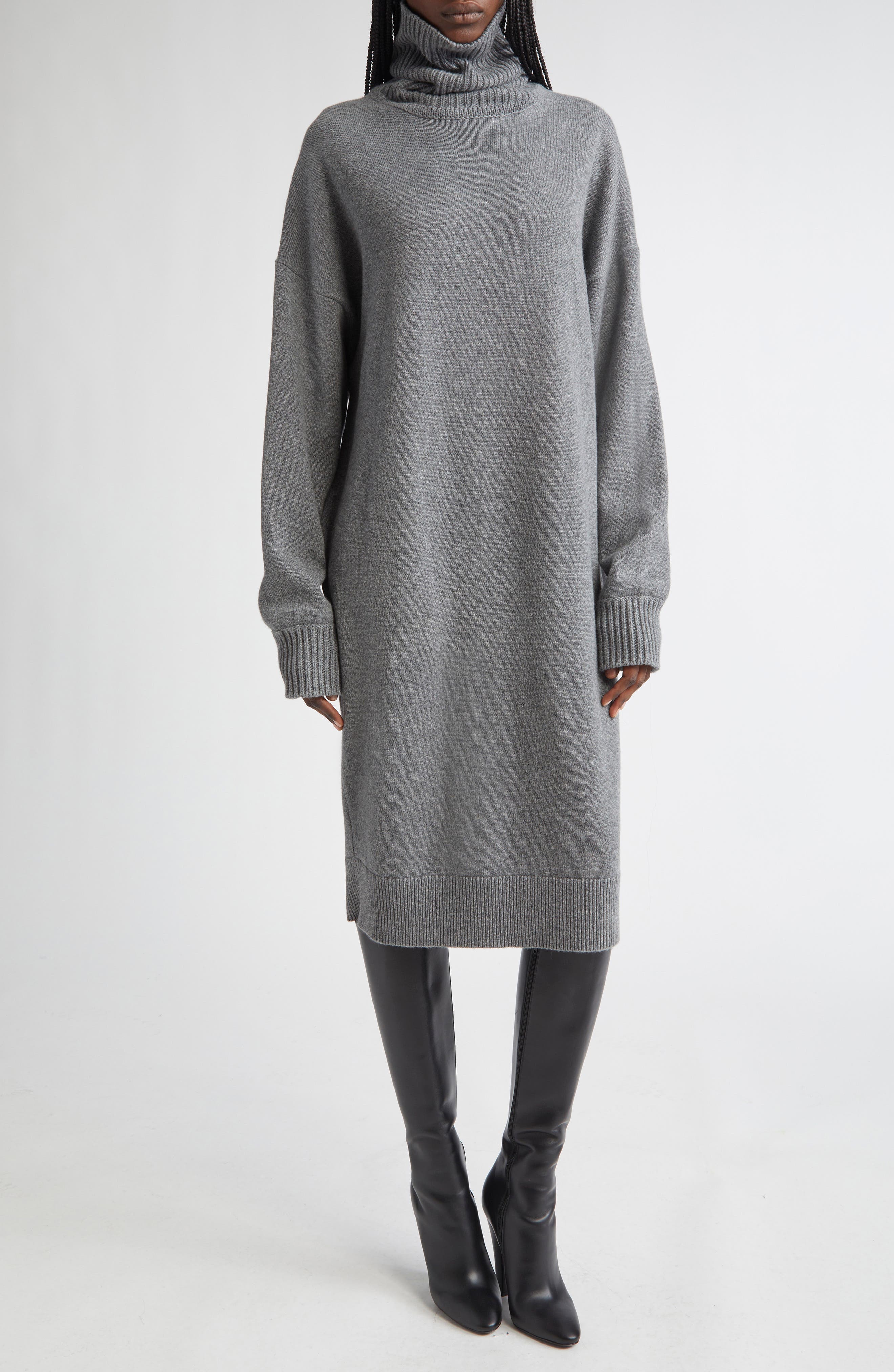 Oversize Long Sleeve Turtleneck Cashmere Sweater Dress - image 1