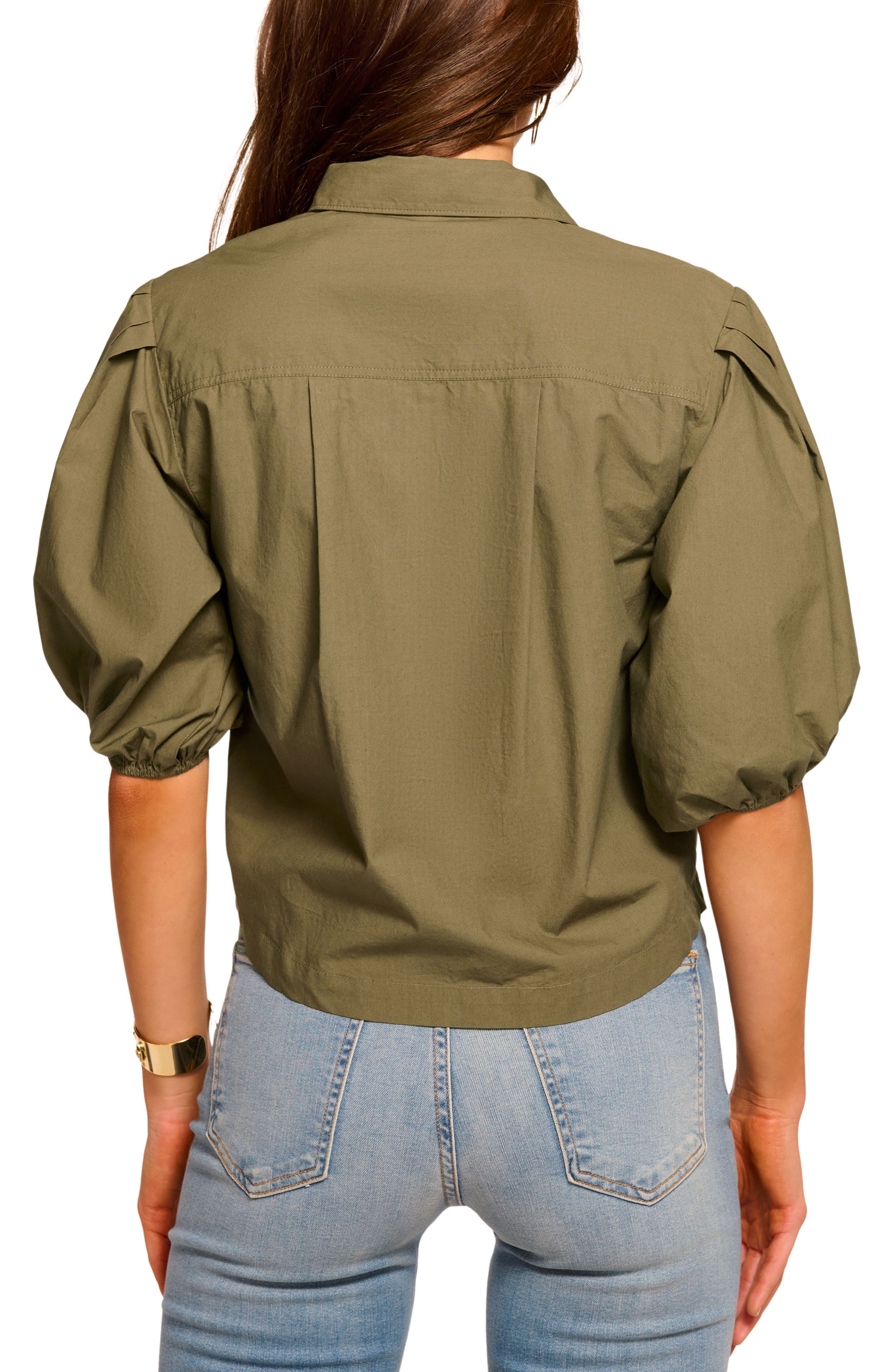 Valeria Puff Sleeve Cotton Button-Up Shirt - image 2