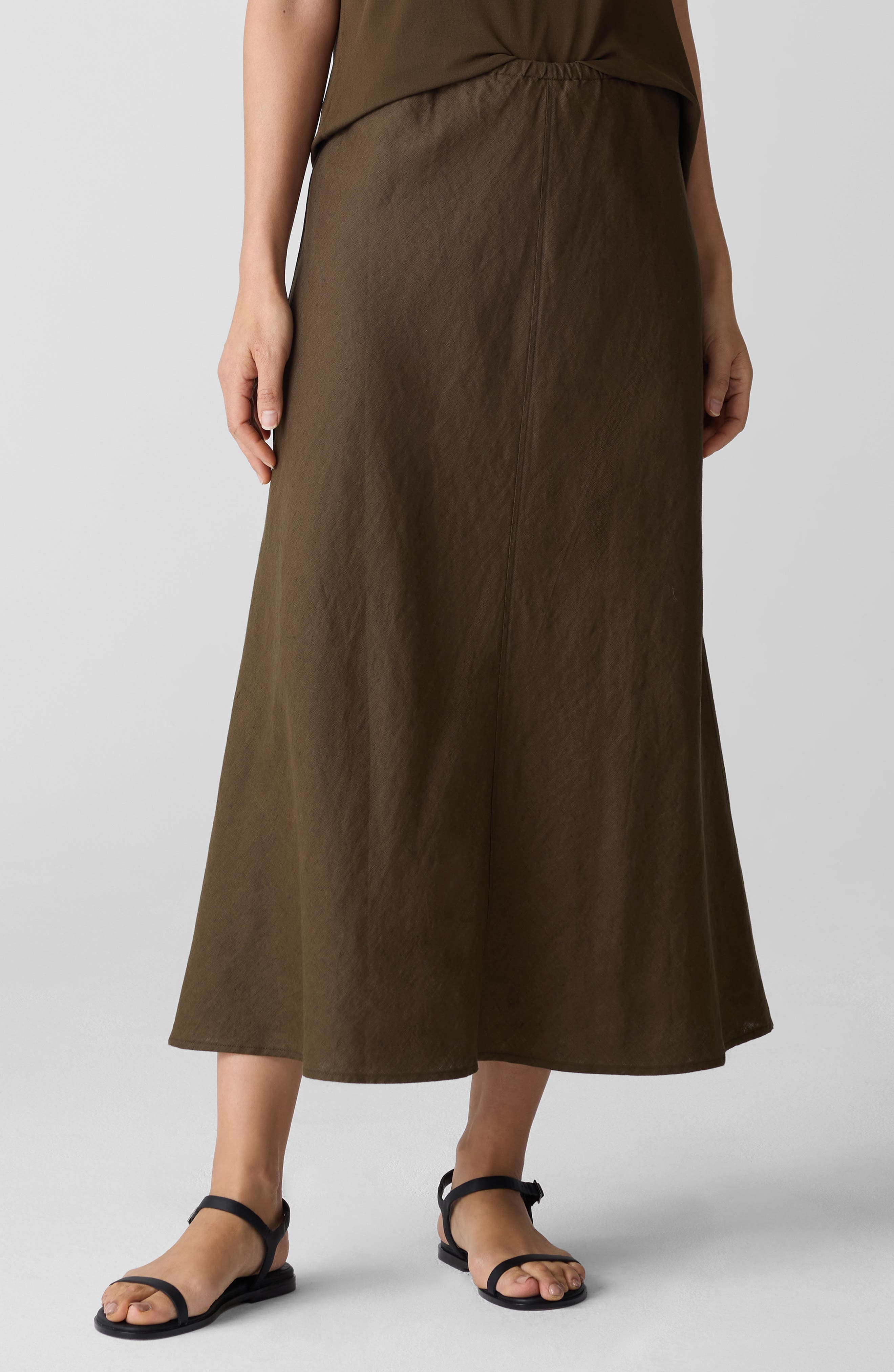 Bias Cut Organic Linen A-Line Skirt - image 1