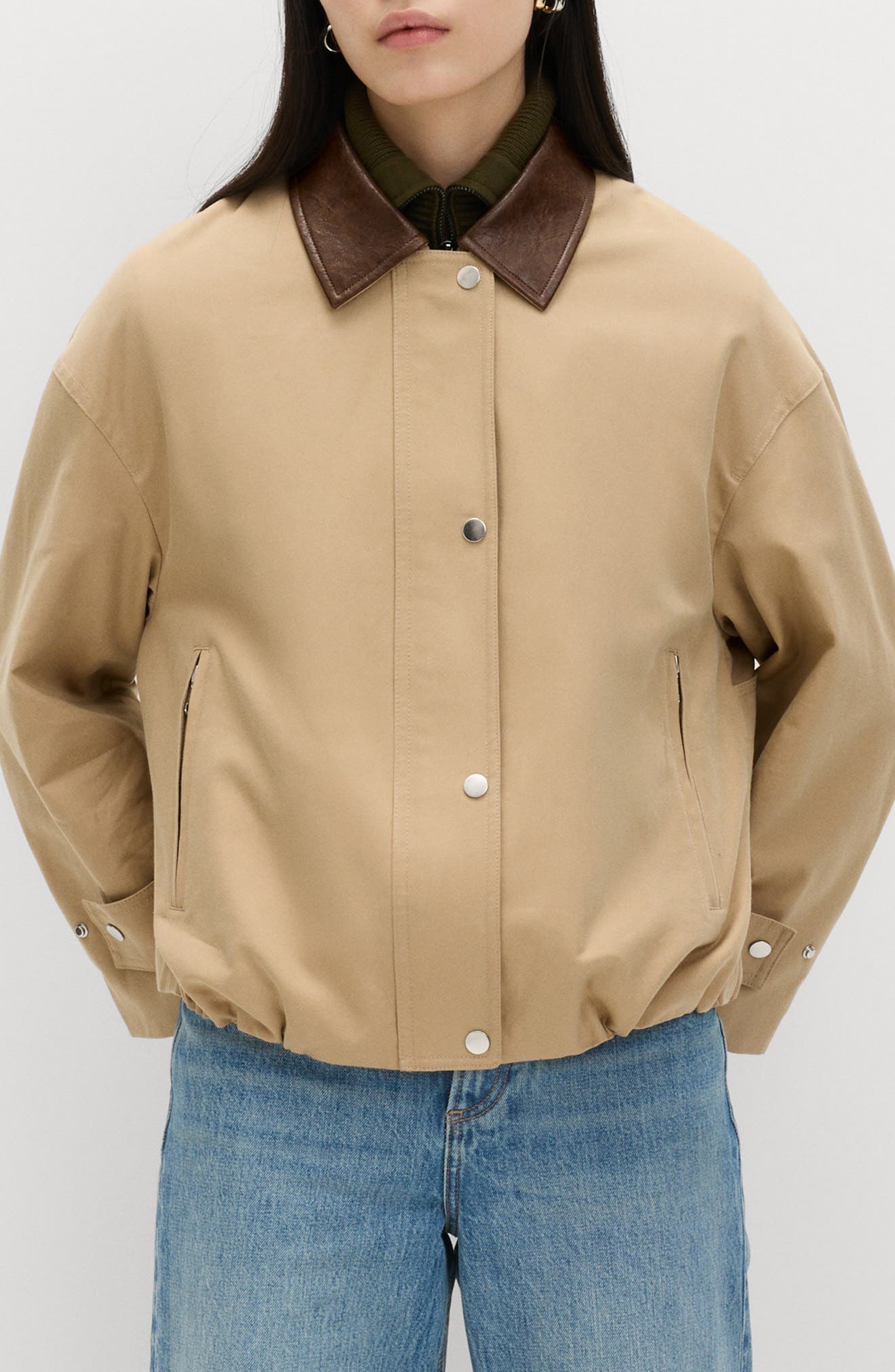 Cotton Blend Twill Bomber Jacket - image 1