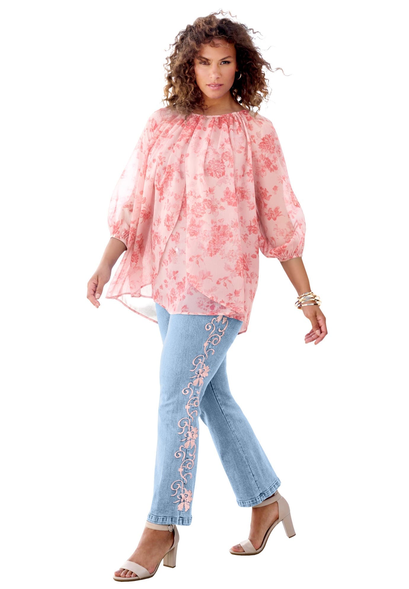 Blouson Sleeve Overlay Blouse - image 4