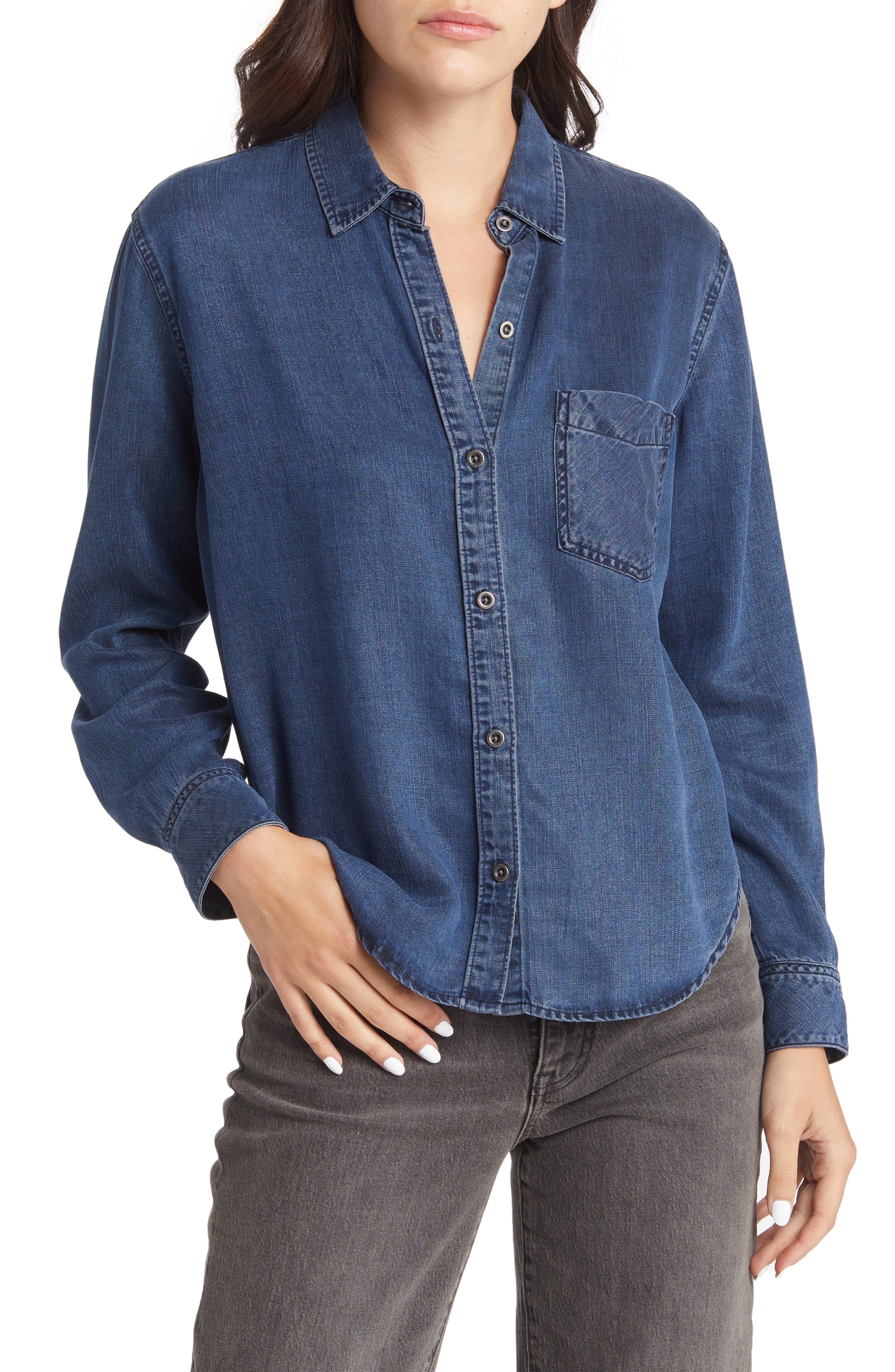 Ingrid Denim Button-Up Shirt - image 1