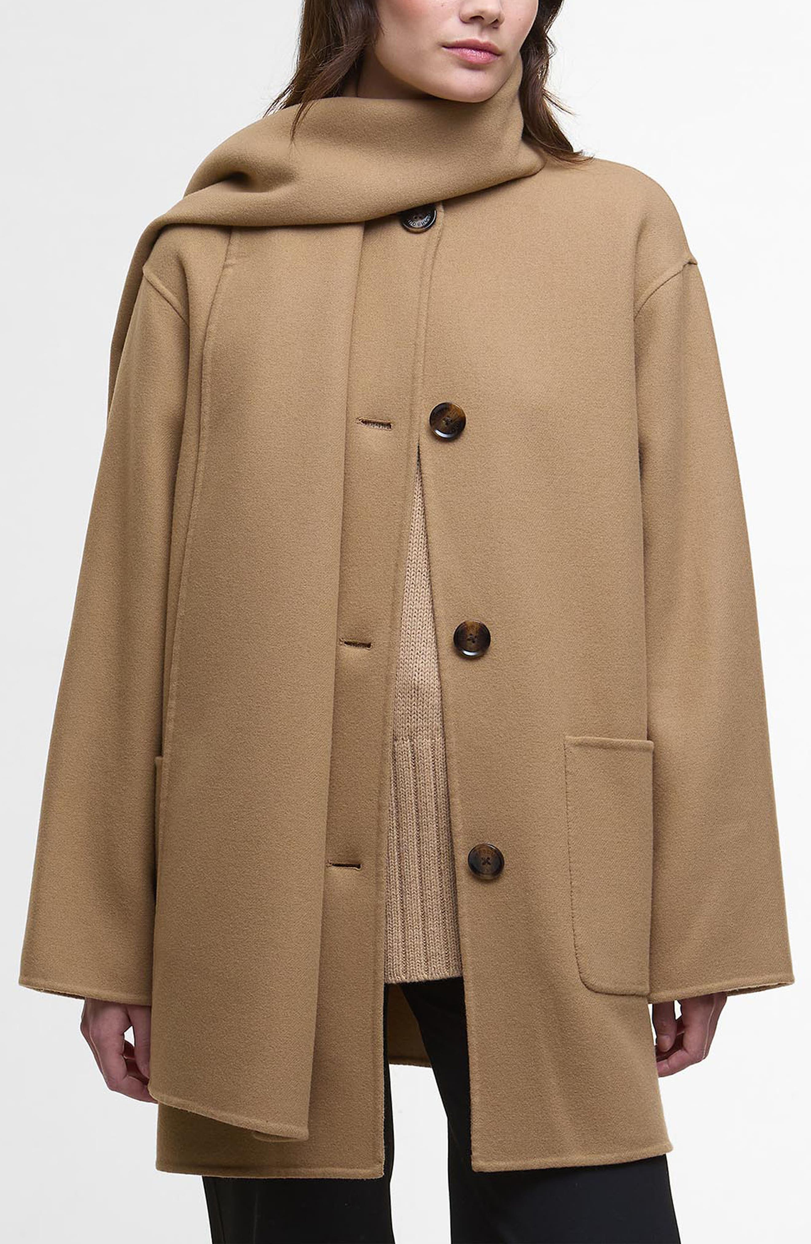 Clementine Scarf Detail Wool Blend Coat - image 1