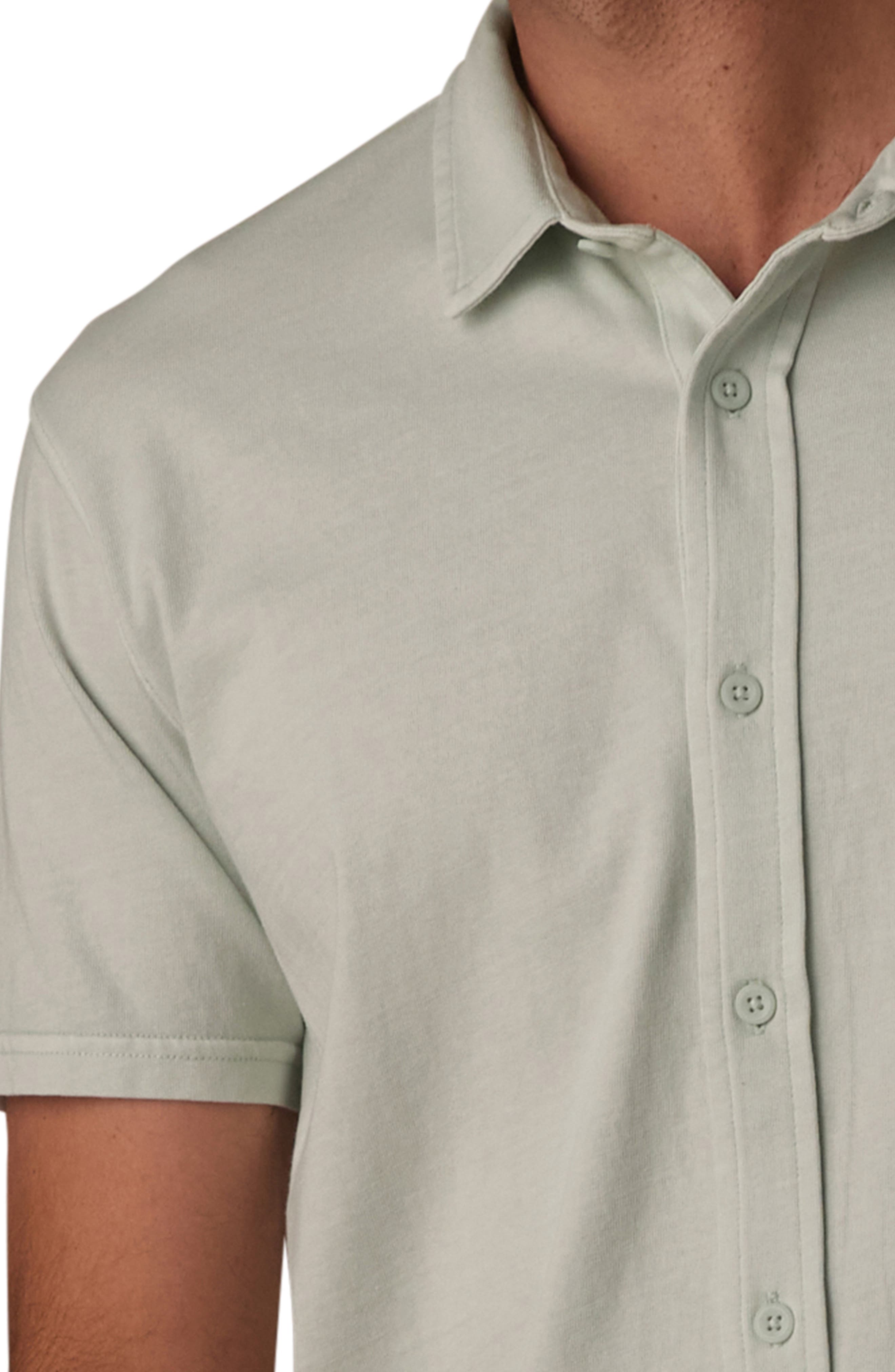 Normal Short Sleeve Cotton Jersey Button-Up Shirt - image 4