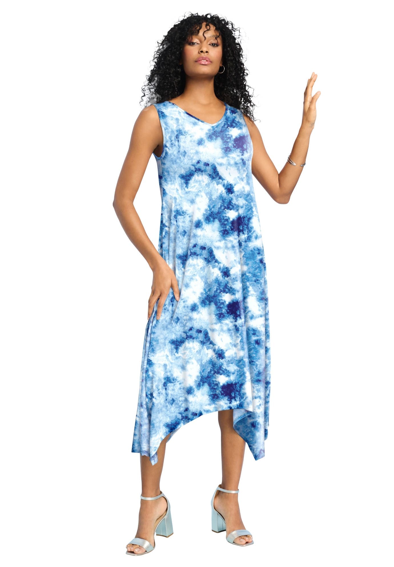 Plus Size Stretch Knit Mid Length Sleeveless Swing Dress - image 4