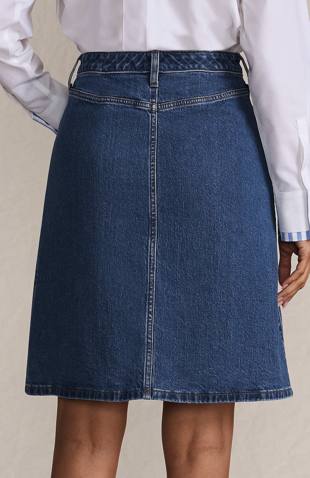 Soft Denim Mid Rise Button Through Mini Skirt - image 2