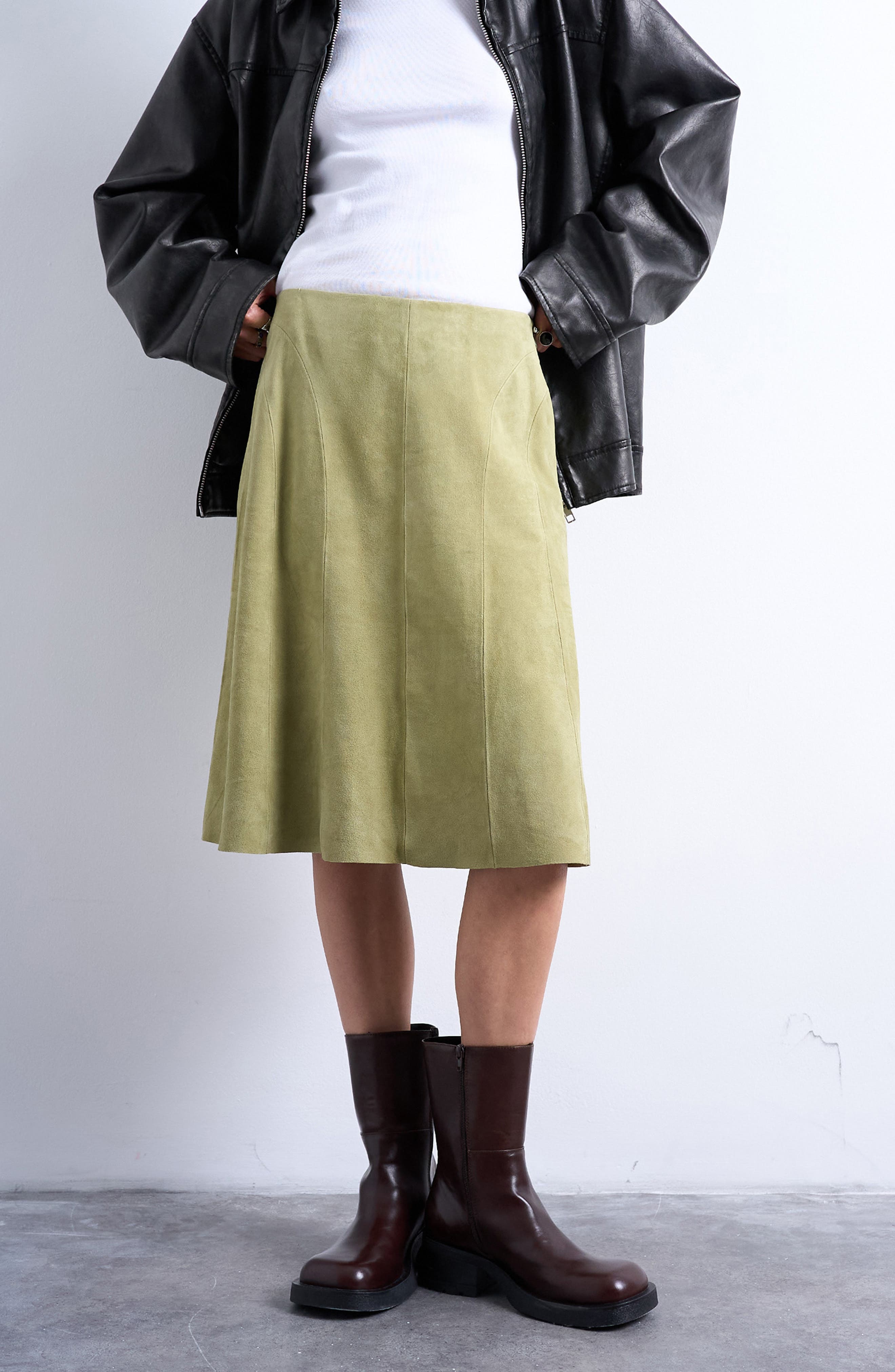 Paneled Suede Skirt - image 1