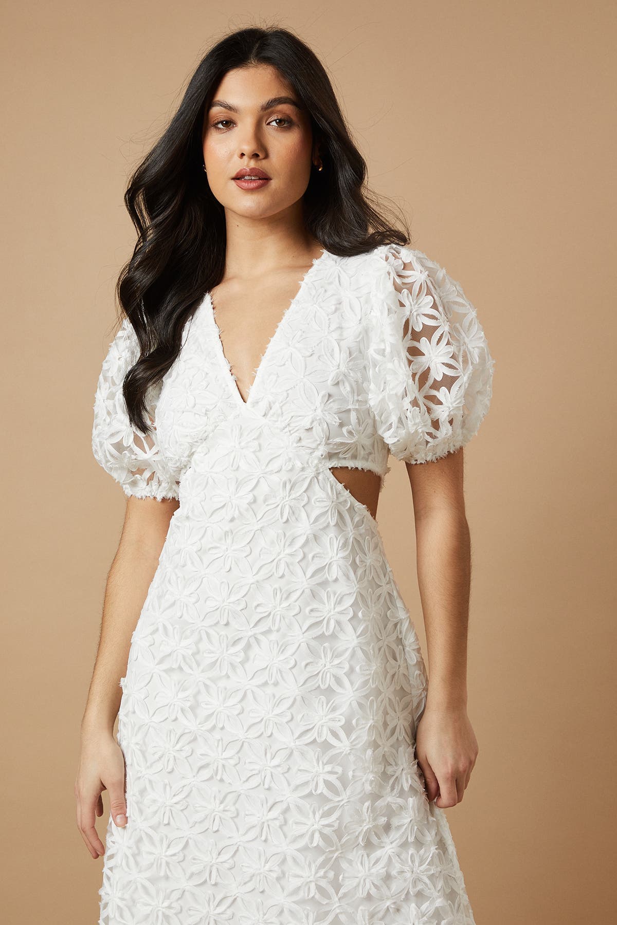 Textured Cutout Detail Midi Dress - image 2