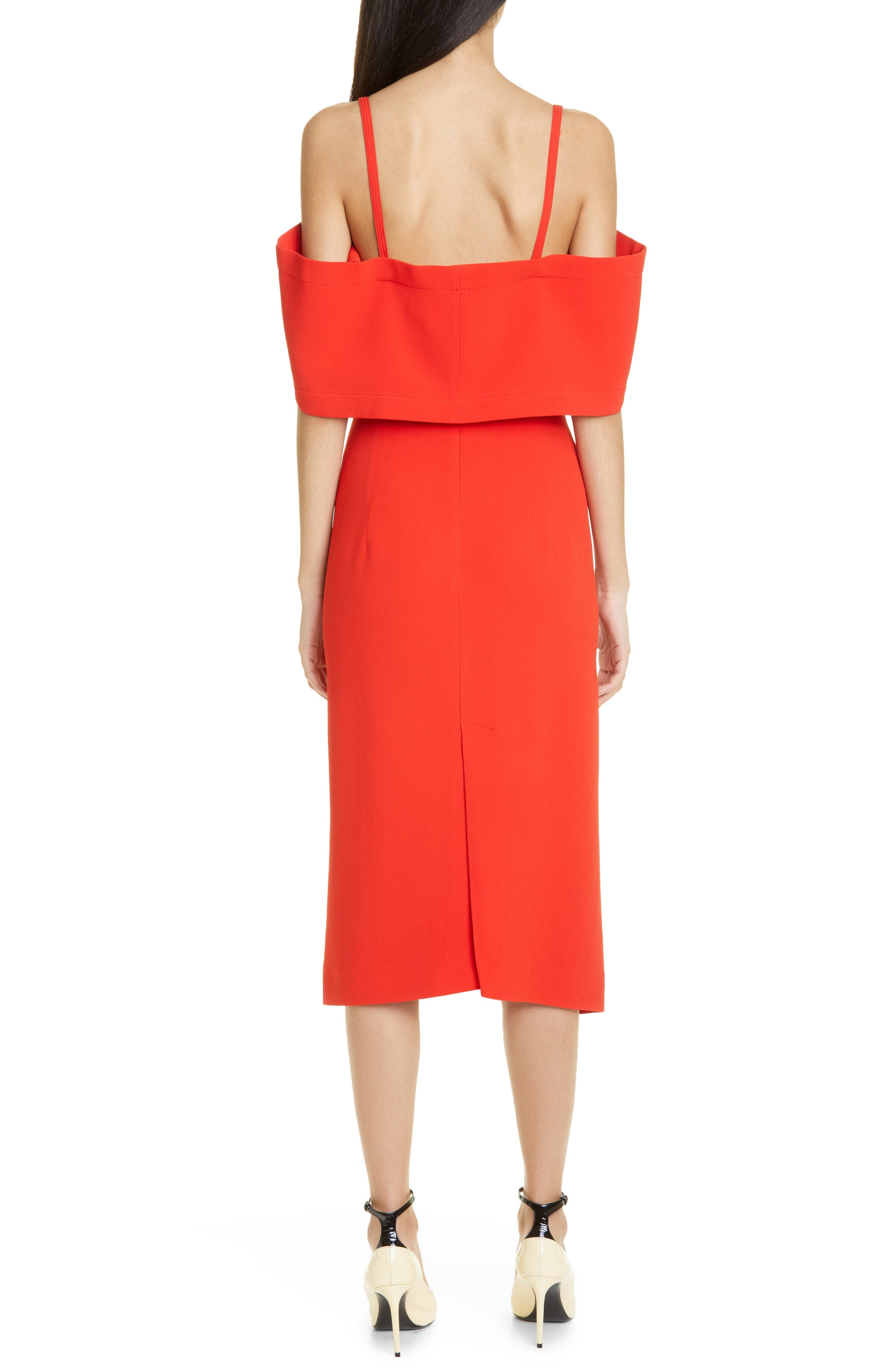 Cold Shoulder Bandeau Fluid Cady Midi Dress - image 2