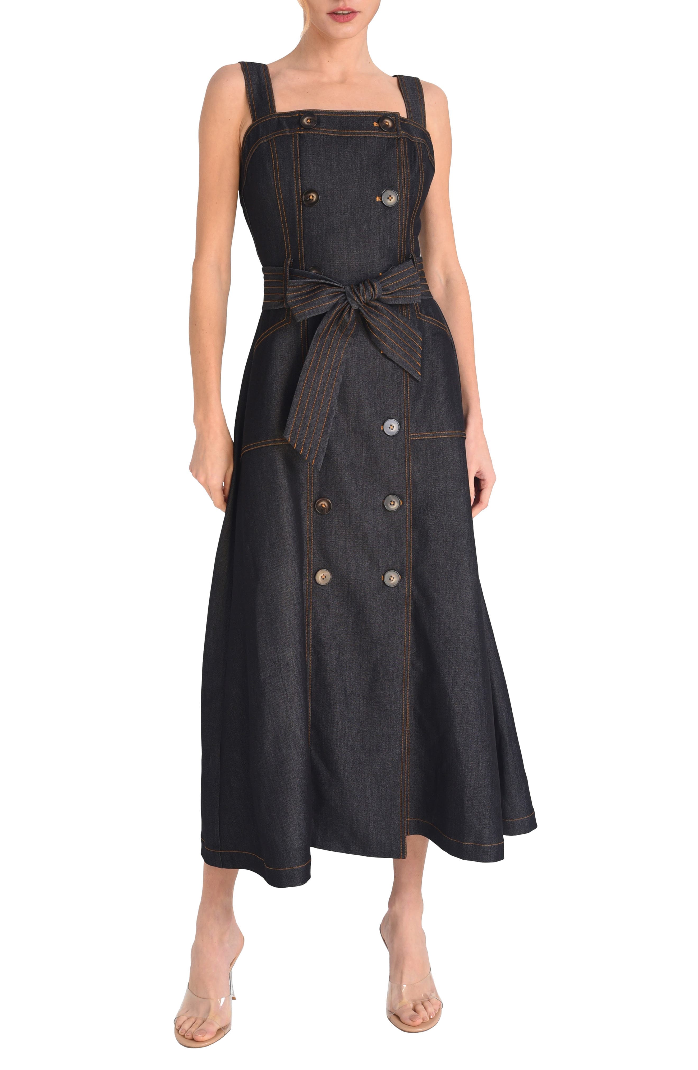 Drew Seamed Denim Maxi Dress - image 1
