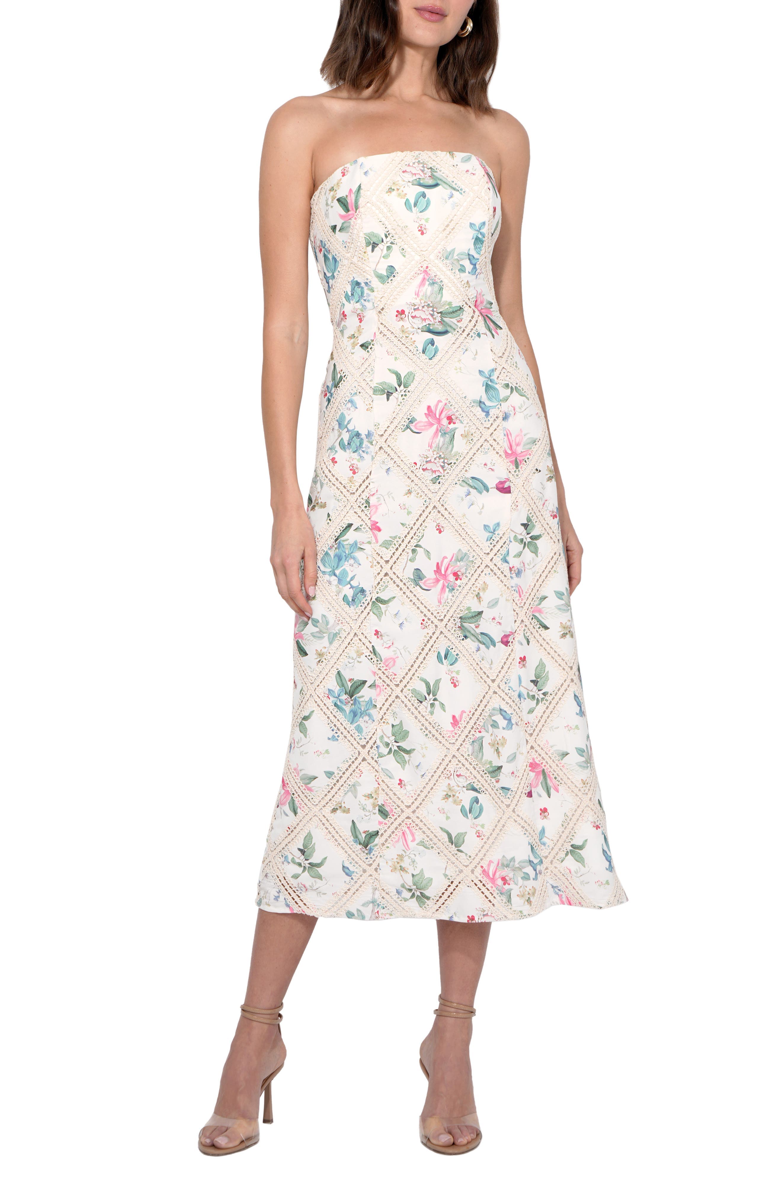 Manon Lace Inset Strapless Midi Sundress - image 1