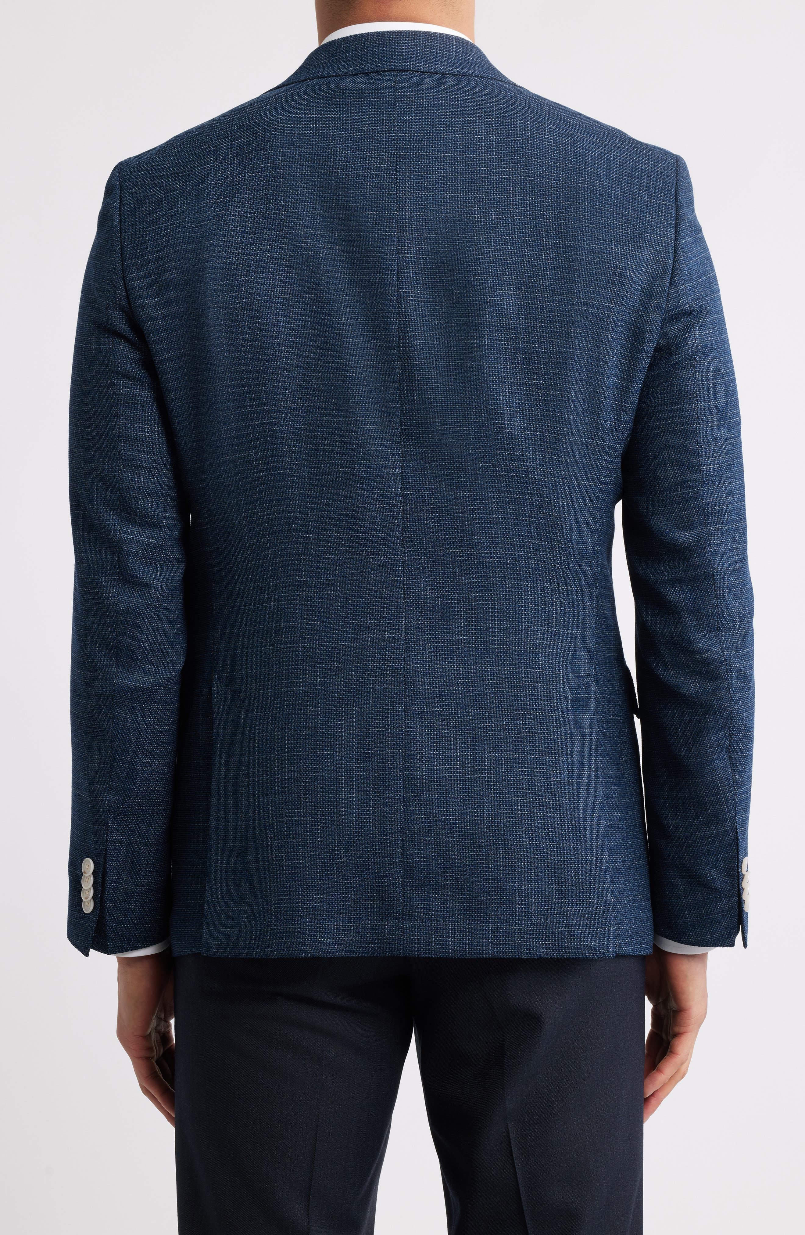 Hutson Slim Fit Slub Dark Blue Plaid Sport Coat - image 2