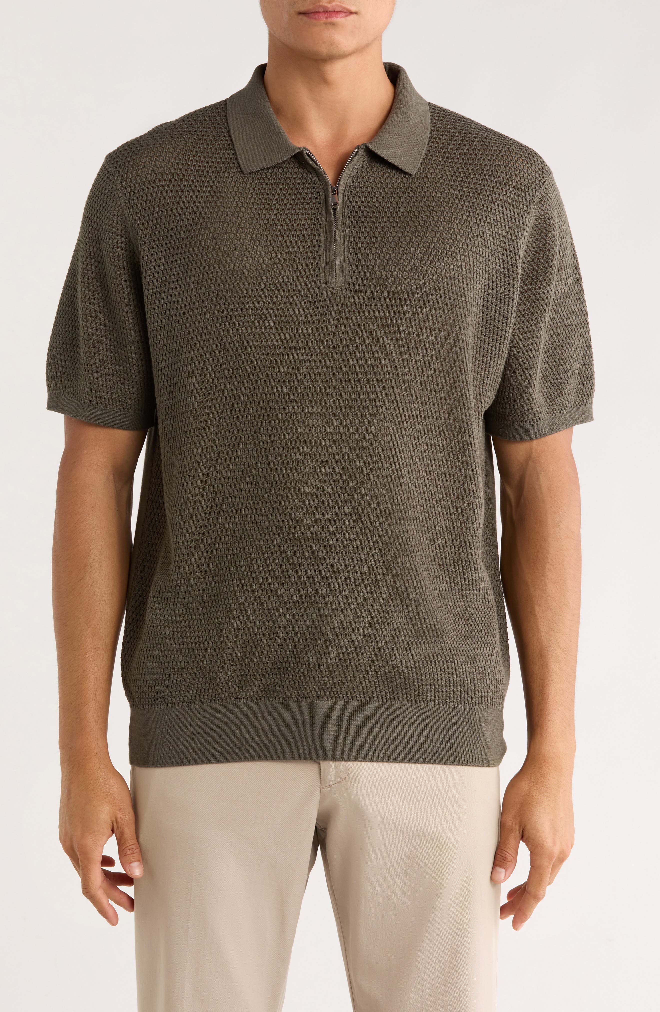 Textured Quarter Zip Polo - image 1
