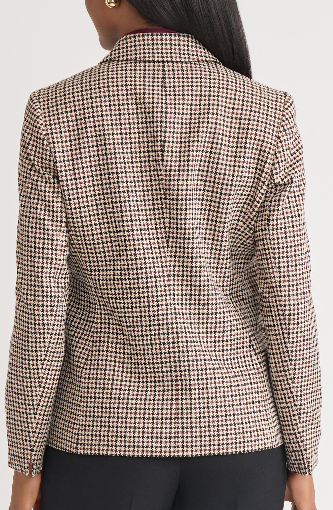 One-Button Houndstooth Blazer - image 2