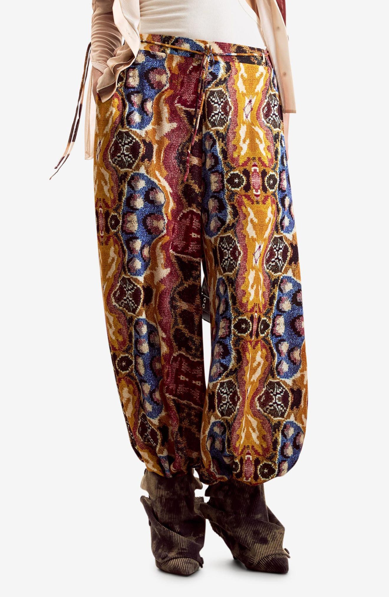 Mix Print Wide Leg Pants - image 1
