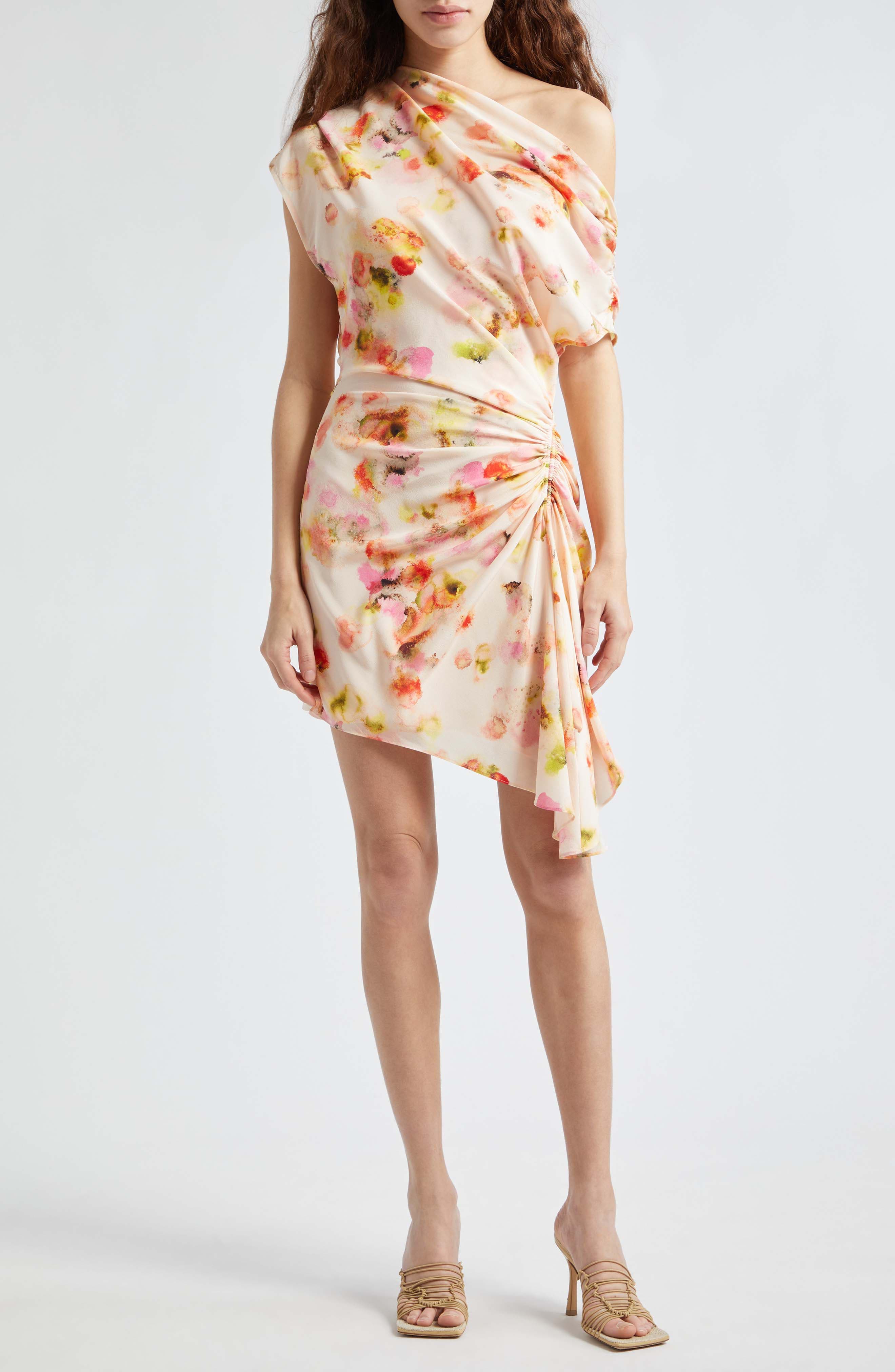 Poppy One-Shoulder Silk Blend Minidress - image 1