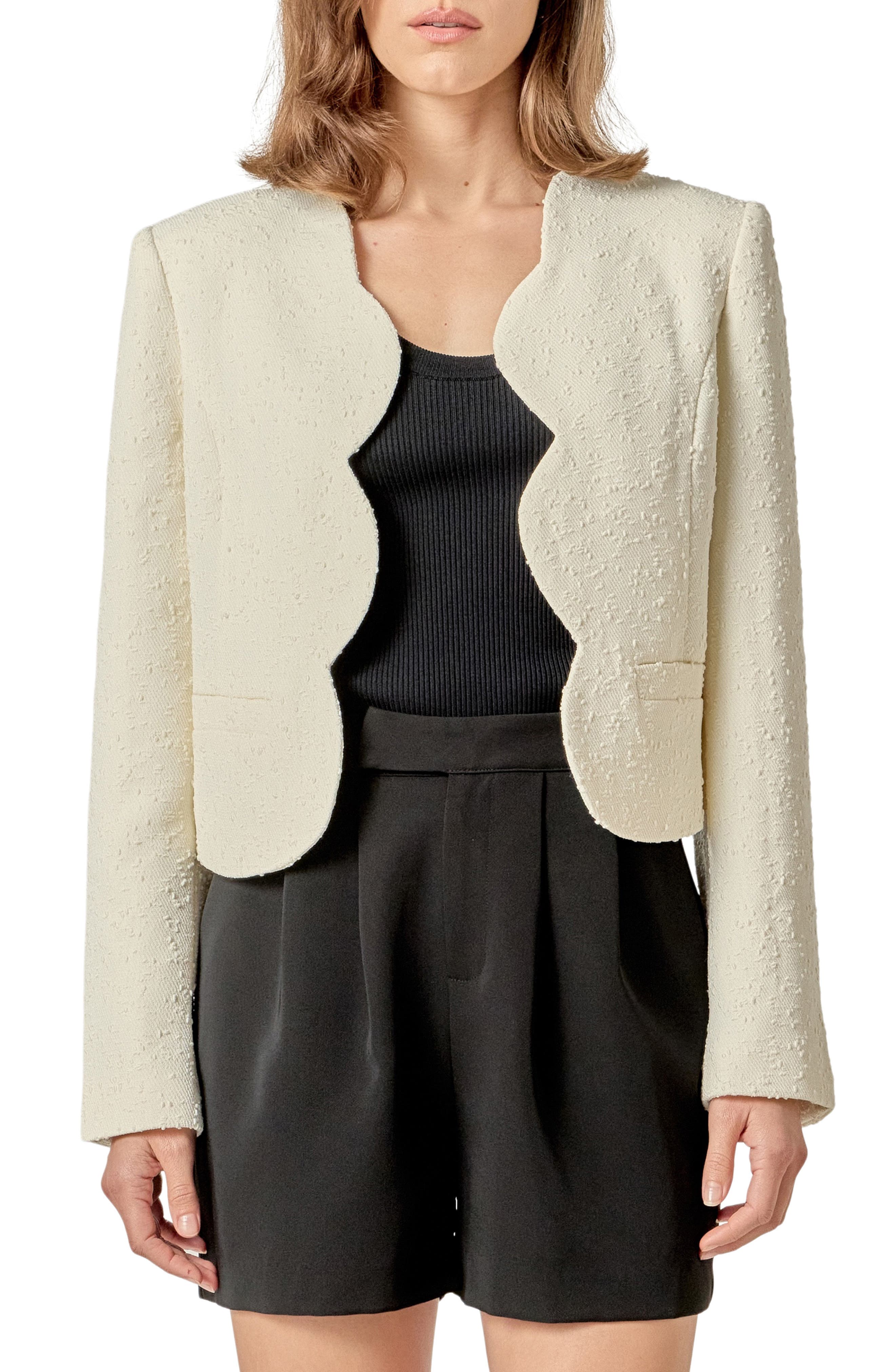 Scallop Trim Textured Woven Jacket - image 1