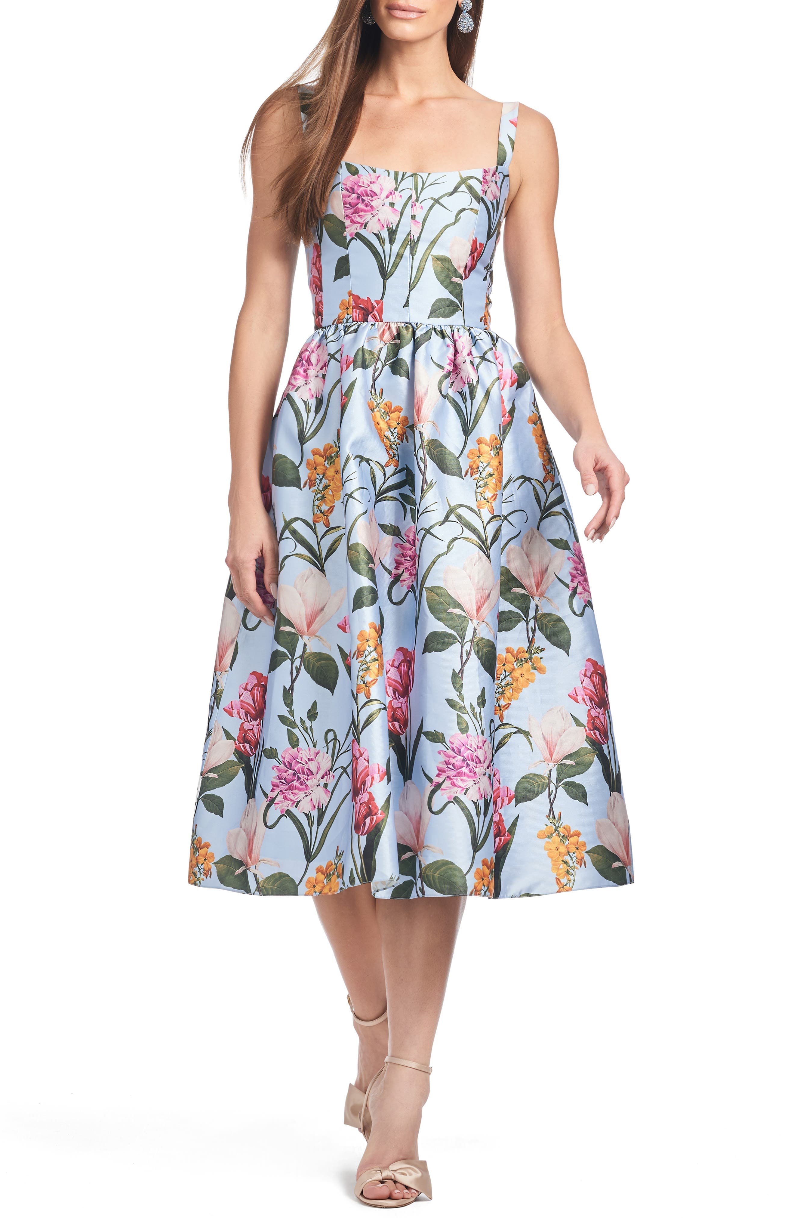 Olena Floral Mikado Cocktail Dress - image 1