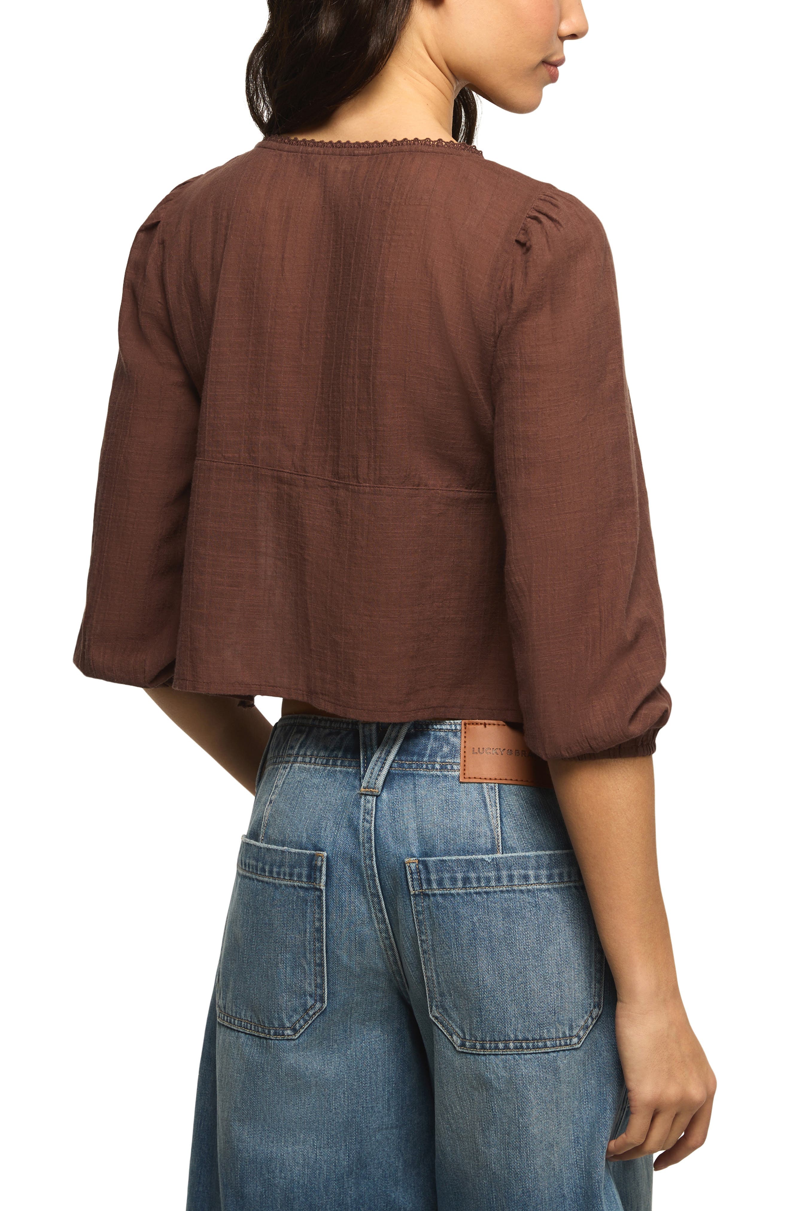 Festival Cutwork Tie Neck Top - image 2