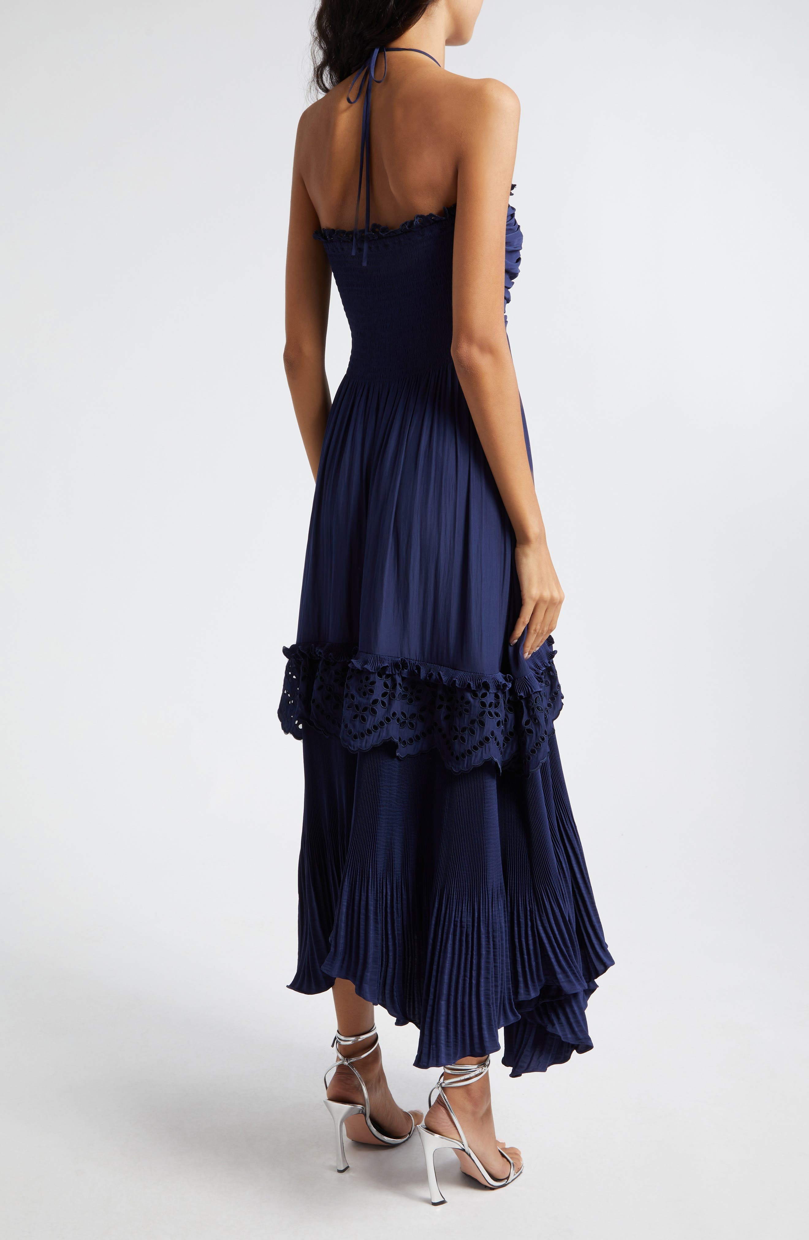 Dulce Eyelet Ruffle Plisse Halter Maxi Dress - image 2