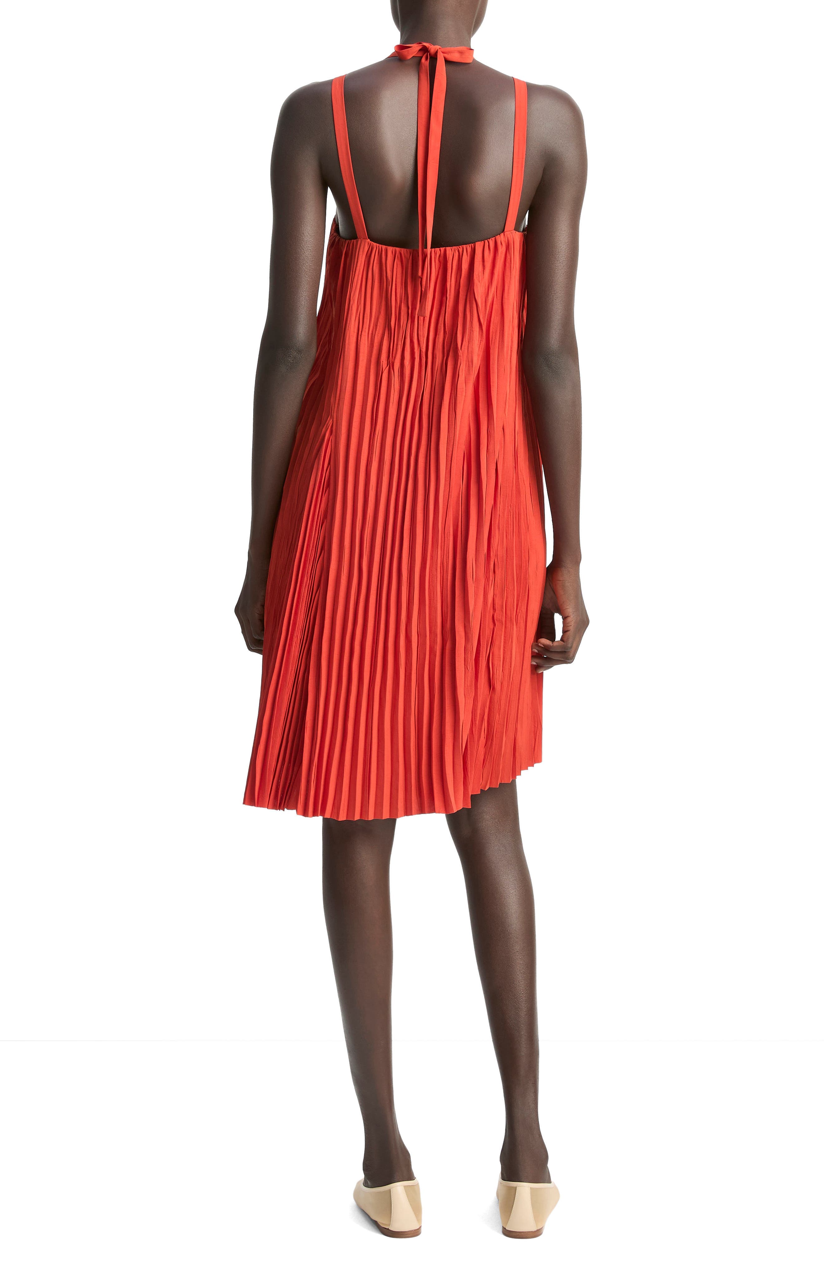 Pleated A-Line Halter Dress - image 4