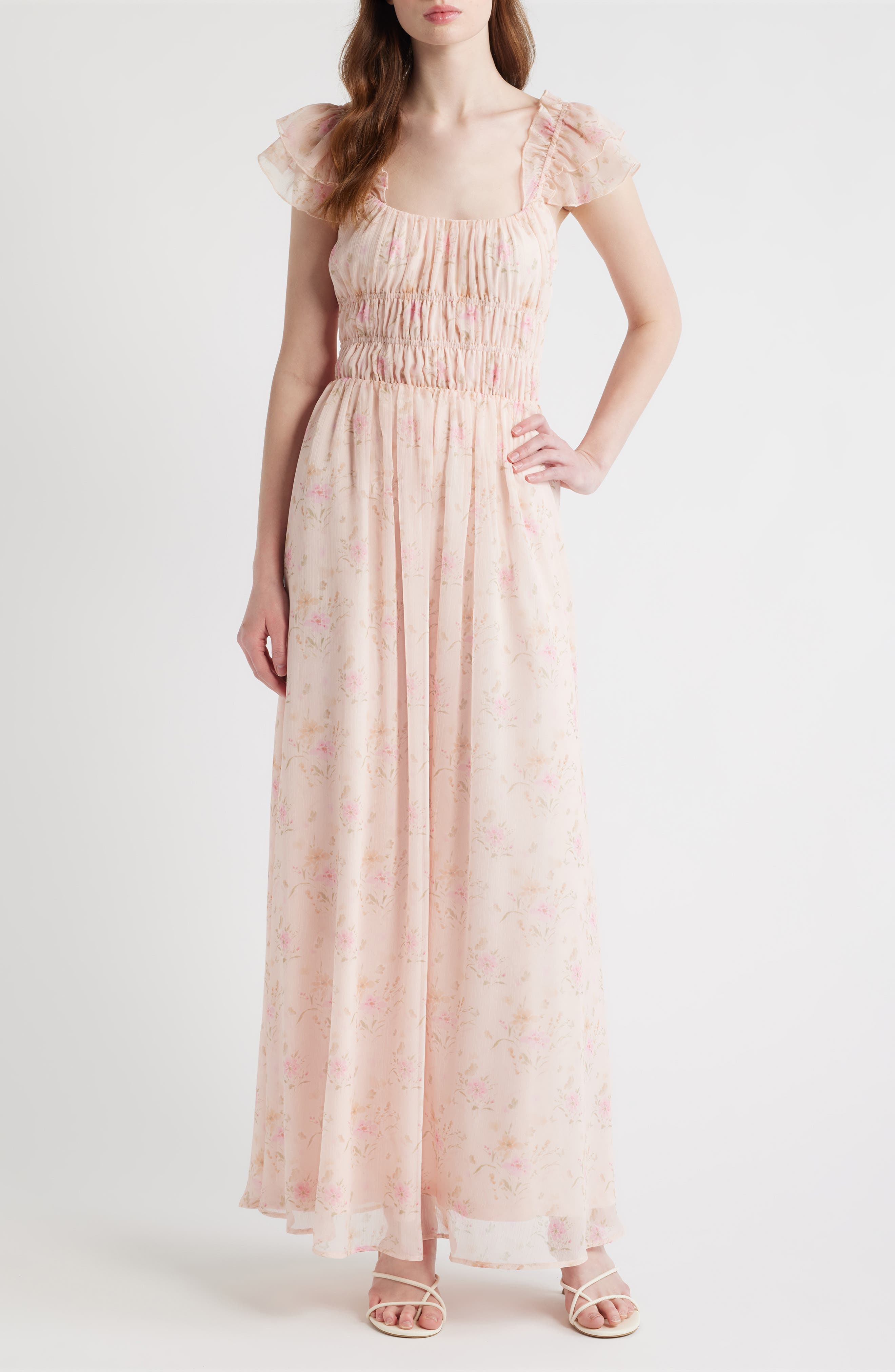 Yvette Floral Smocked Gown - image 1
