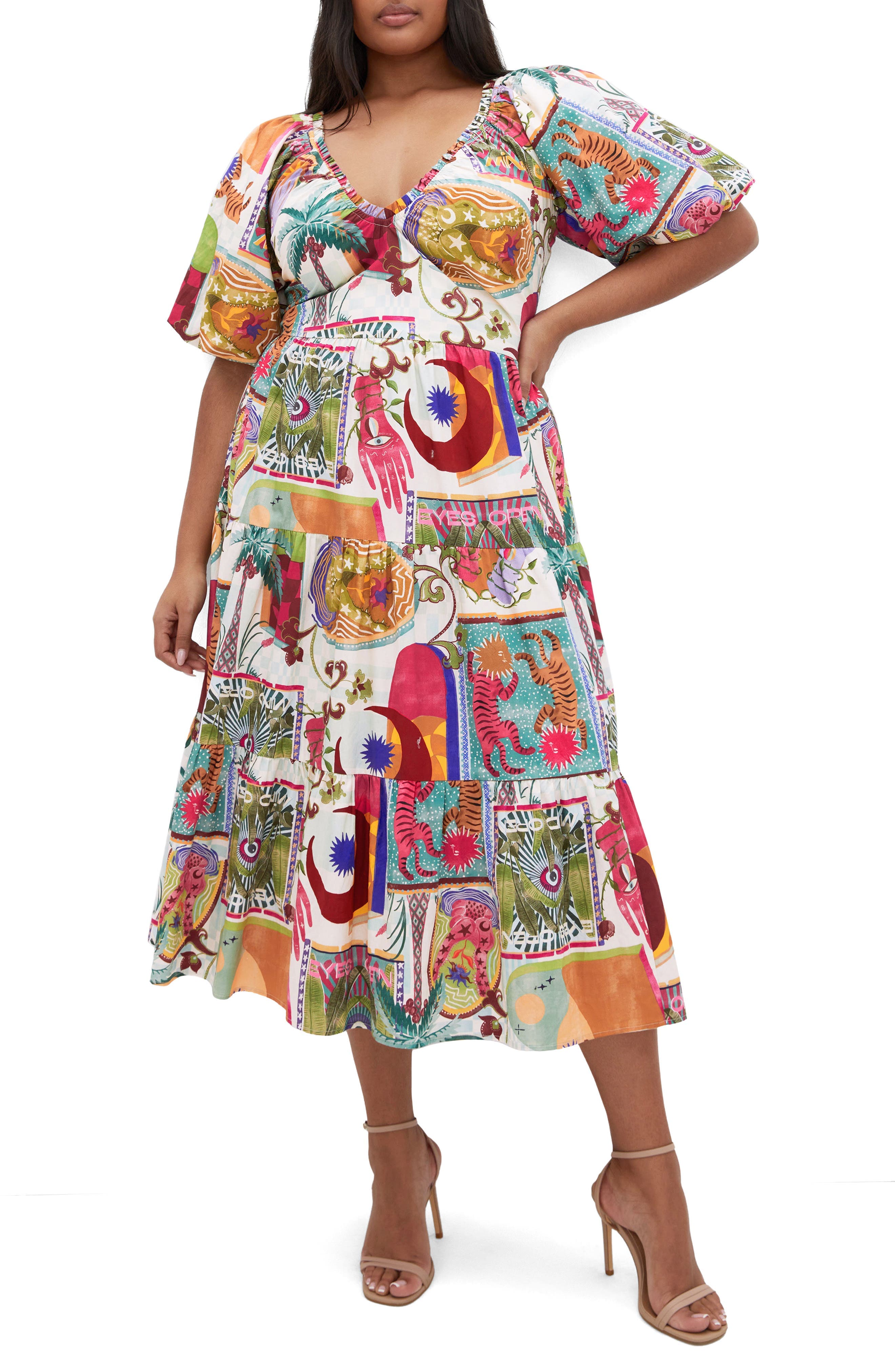 Simona Print Fit & Flare Midi Dress - image 1