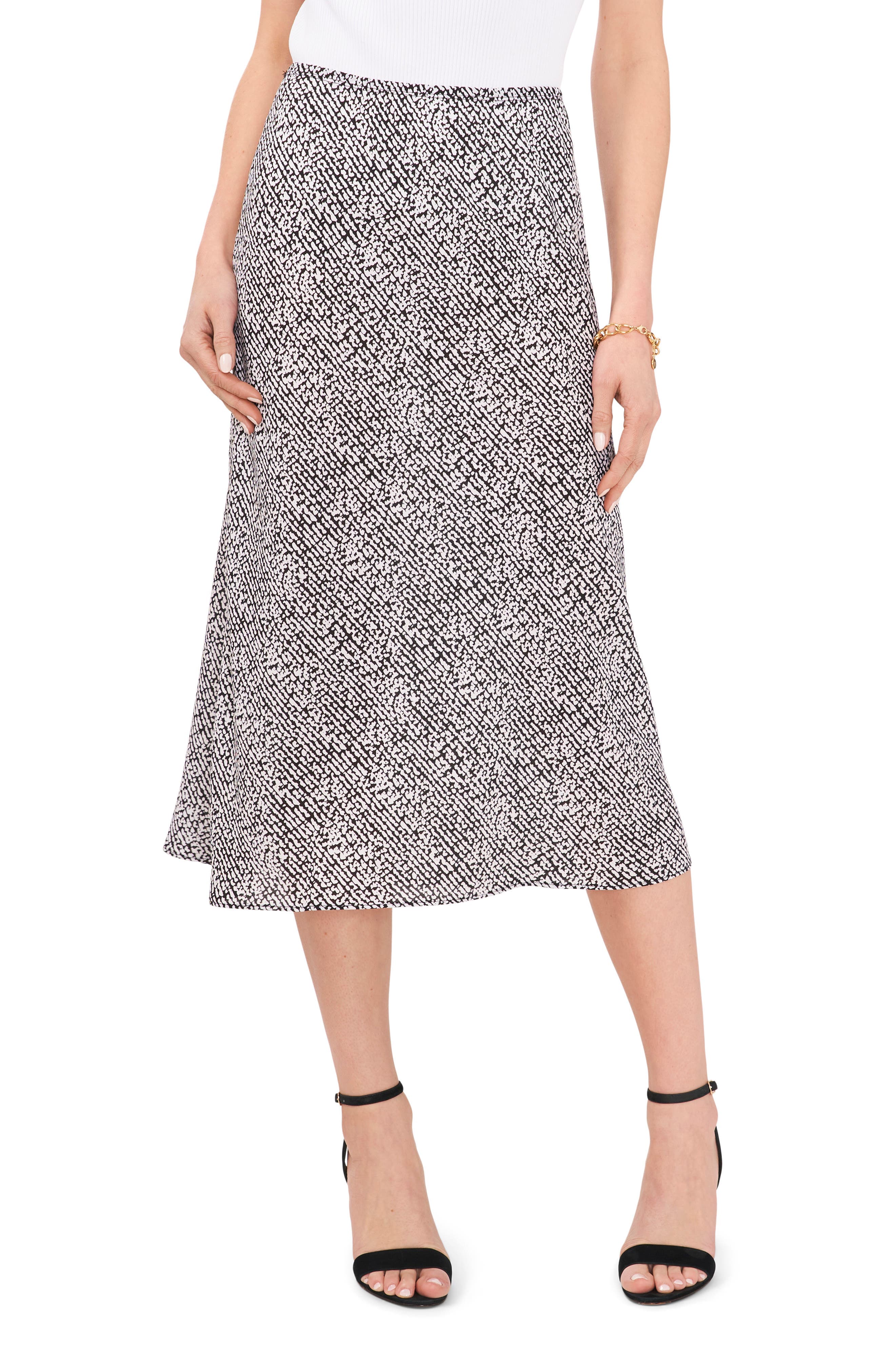 Print Bias Cut Midi Skirt - image 1