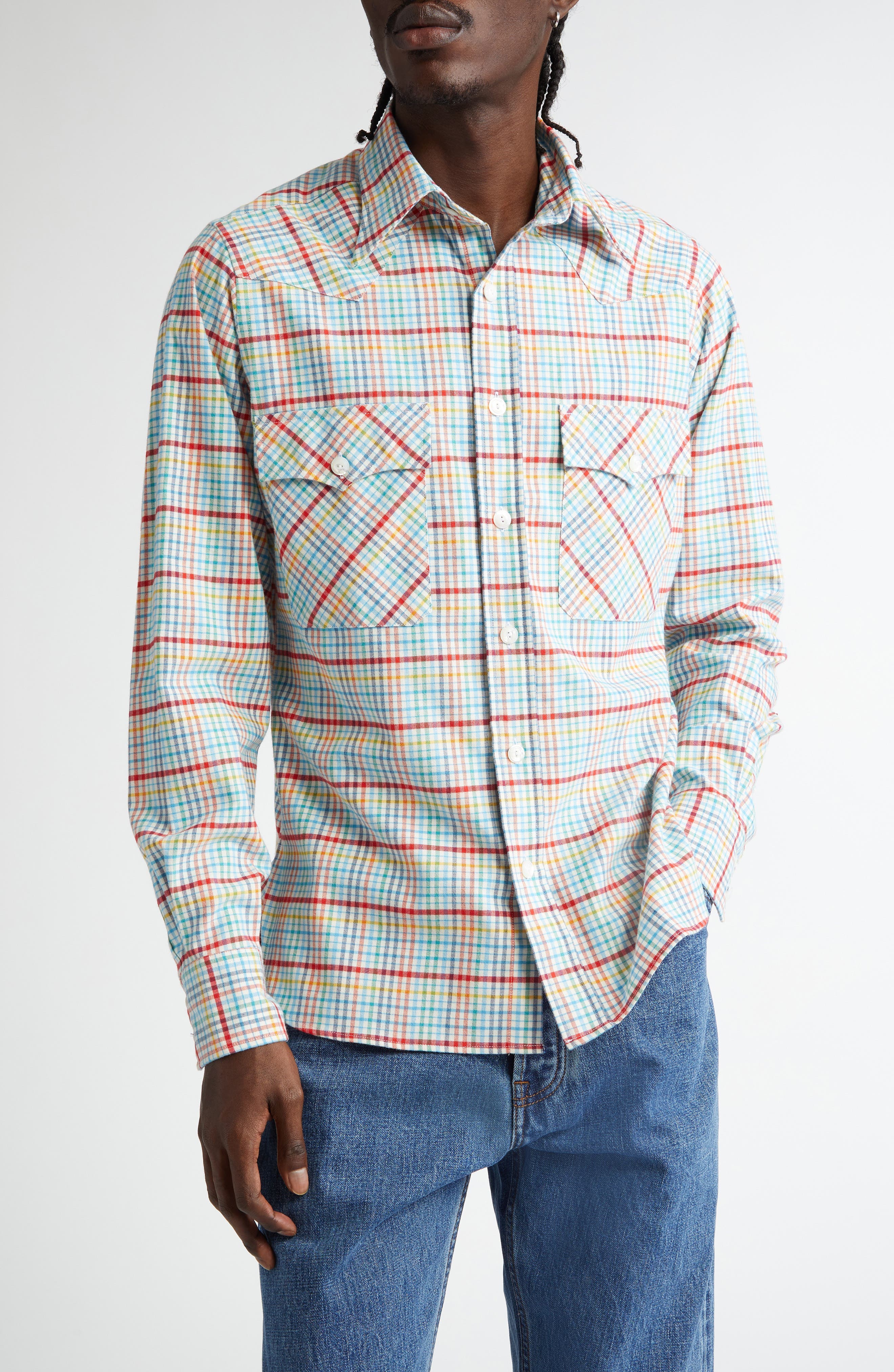 Brushed Tablecloth Check Western Shirt - image 1