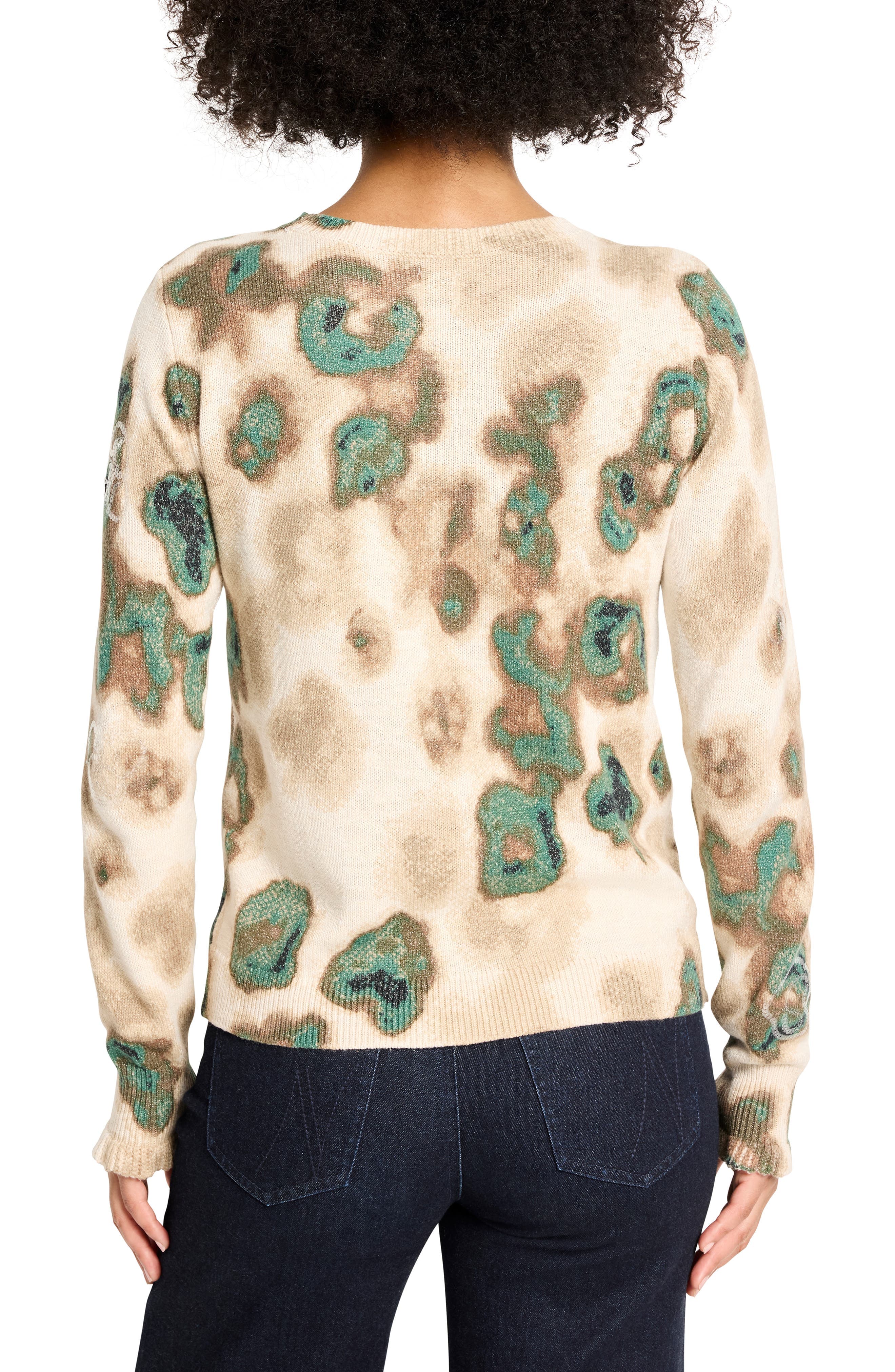 Camo Shine Crewneck Cotton Blend Sweater - image 2