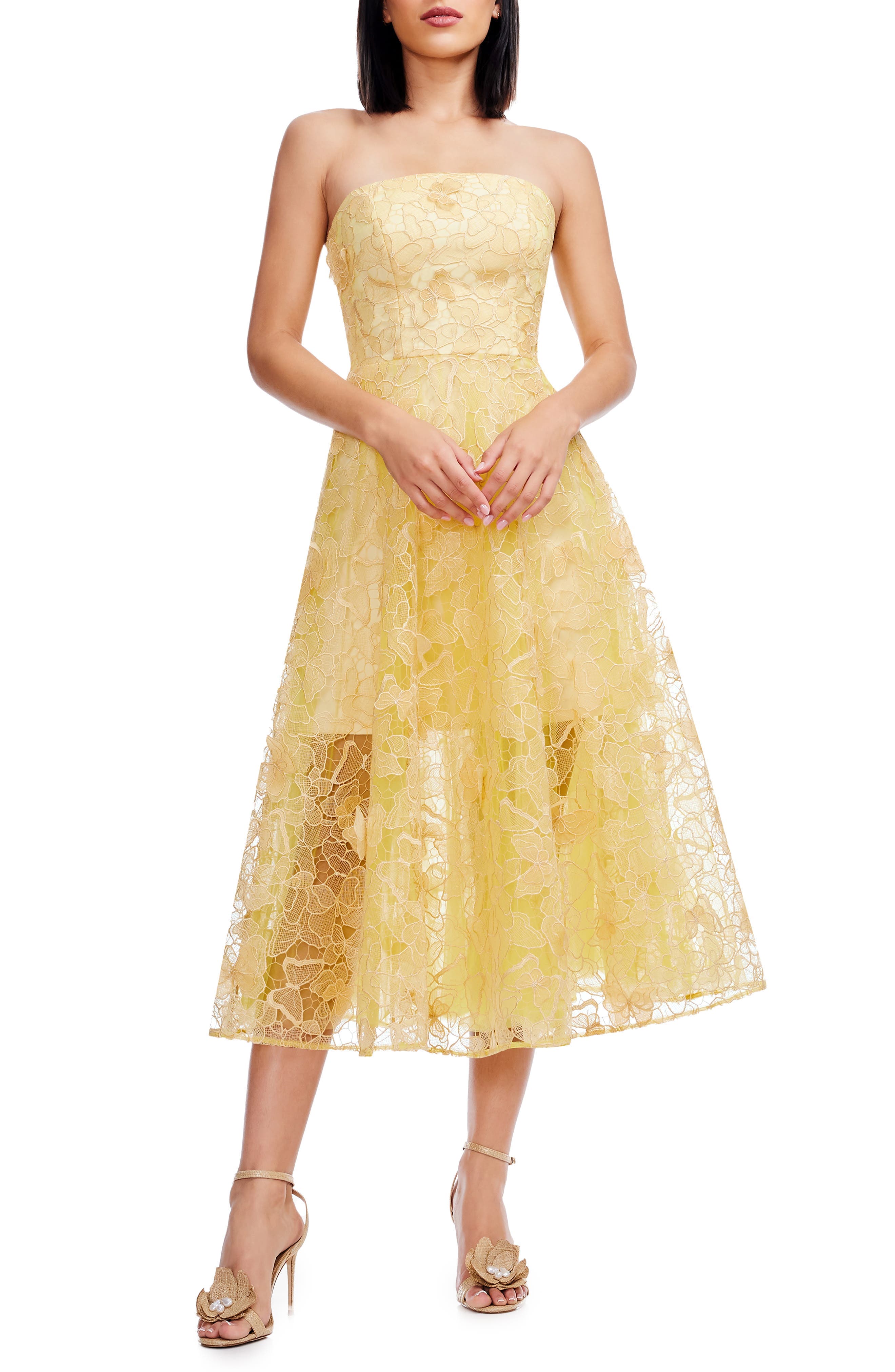 Kailyn Butterfly Lace Strapless Cocktail Dress - image 1