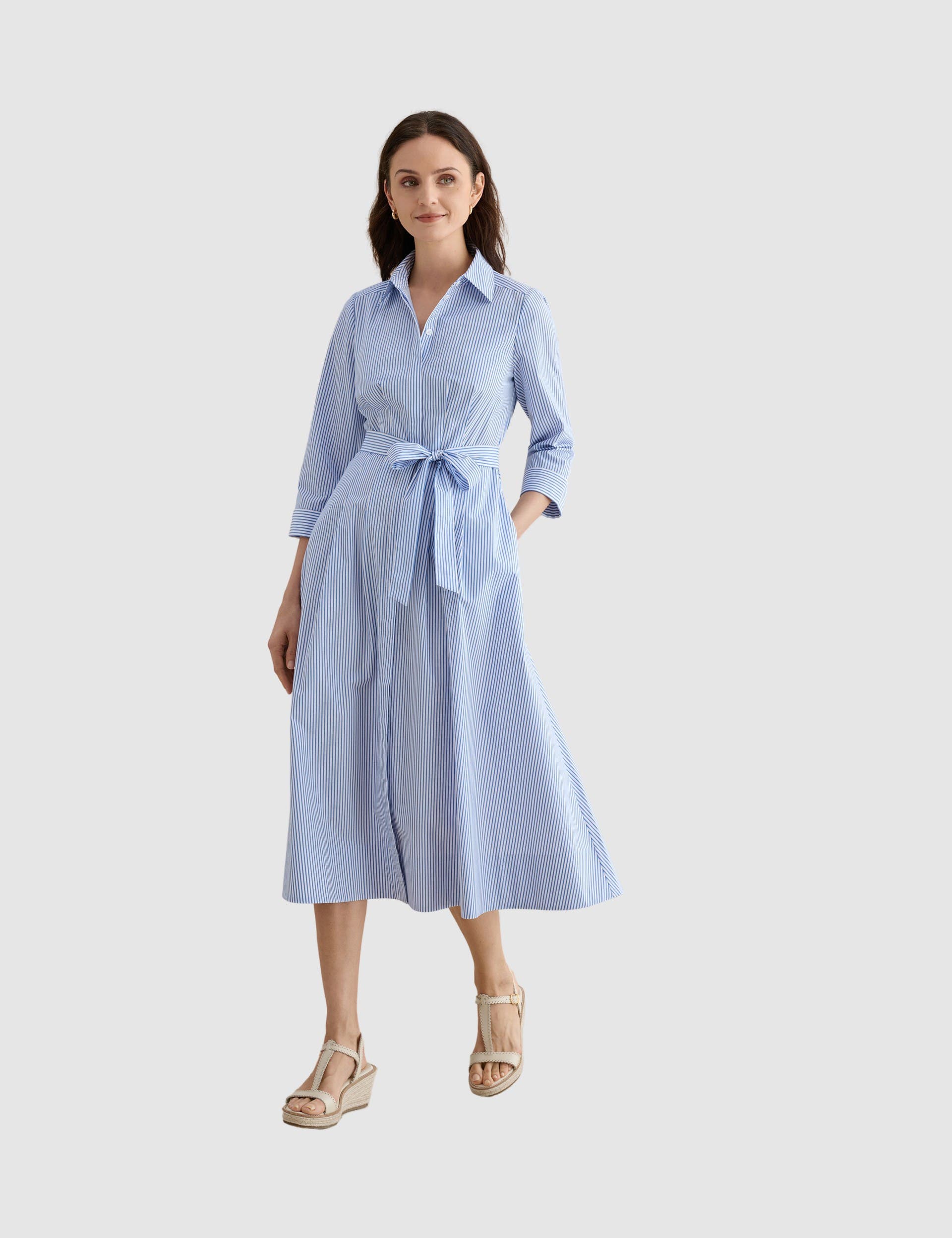 Jane Belted Midi Shirt Dress - image 1