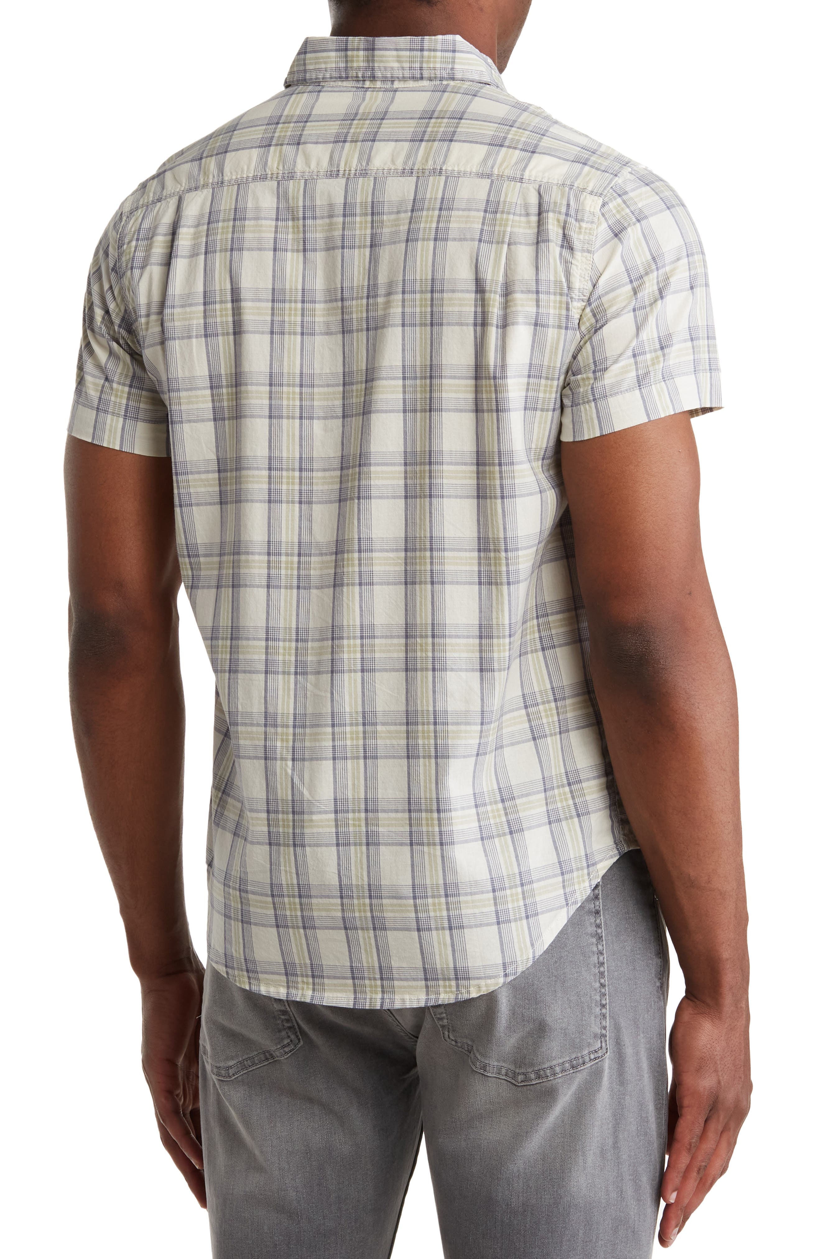 Mason Plaid Short Sleeve Stretch Cotton Button-Up Shirt - image 2