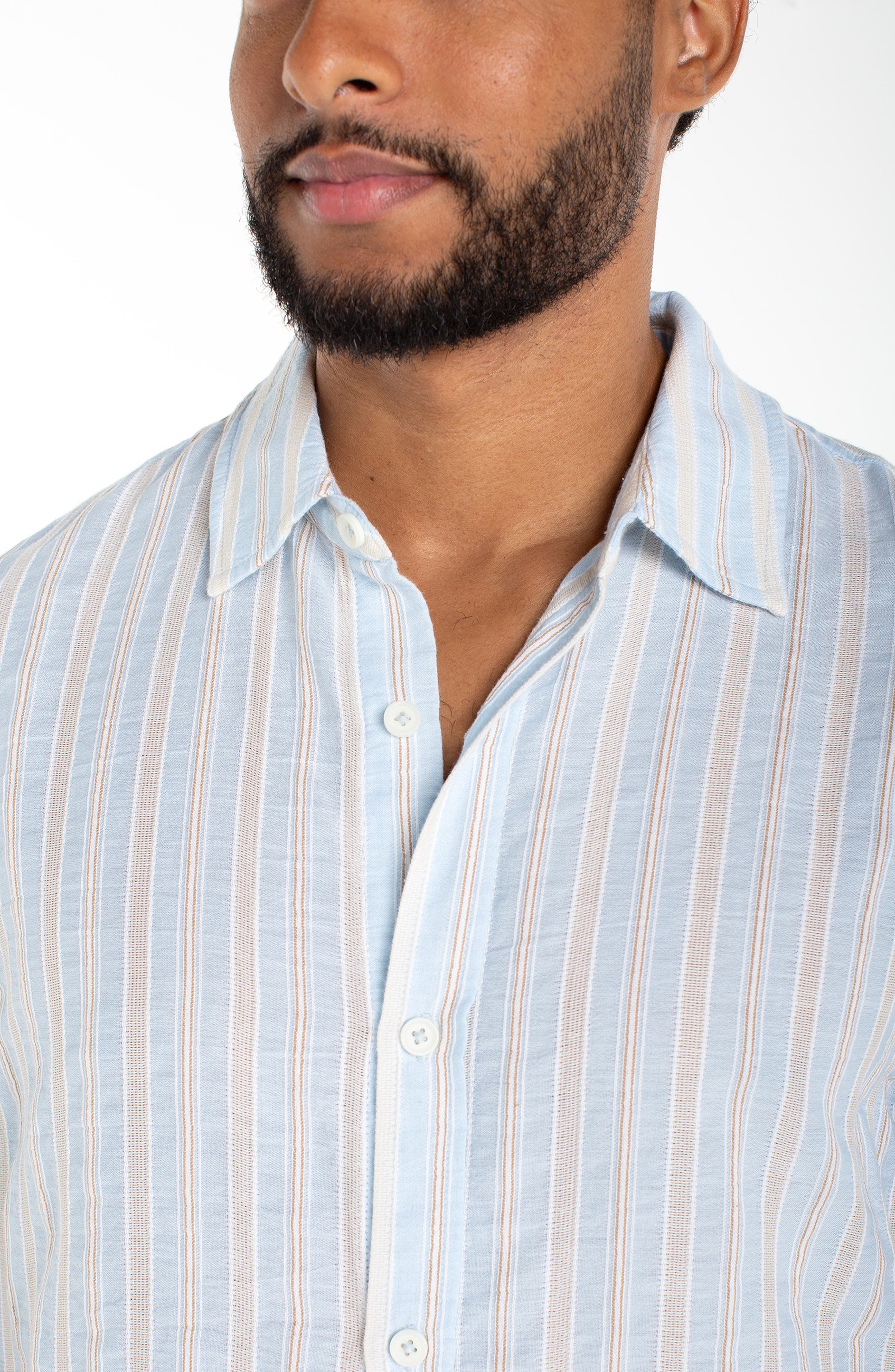 Stripe Short Sleeve Button-Up Shirt - image 2