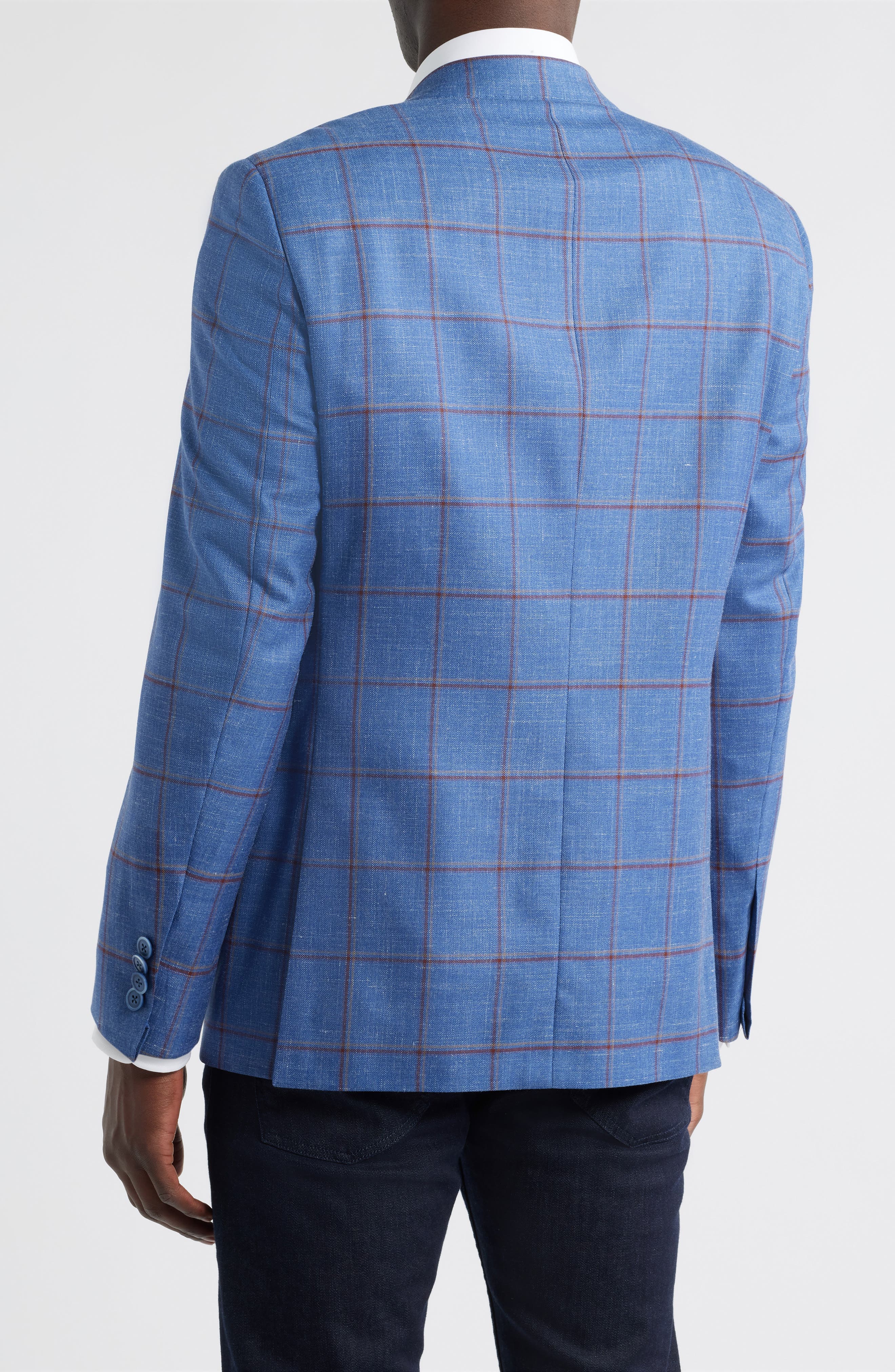 Blue Windowpane Check Wool Blend Sport Coat - image 2