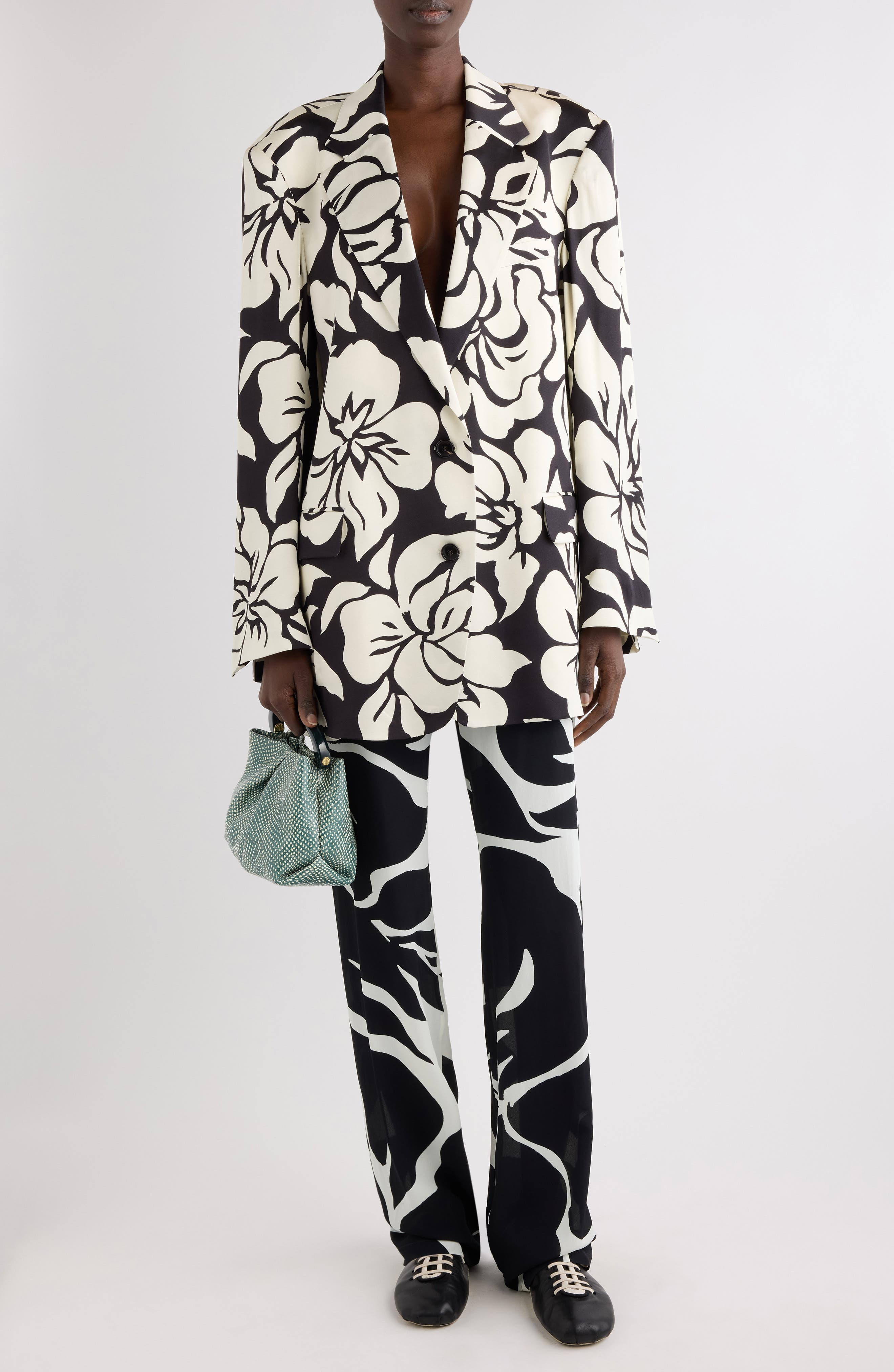 Pachas Giant Floral Print Cotton & Silk Drawstring Pants - image 2