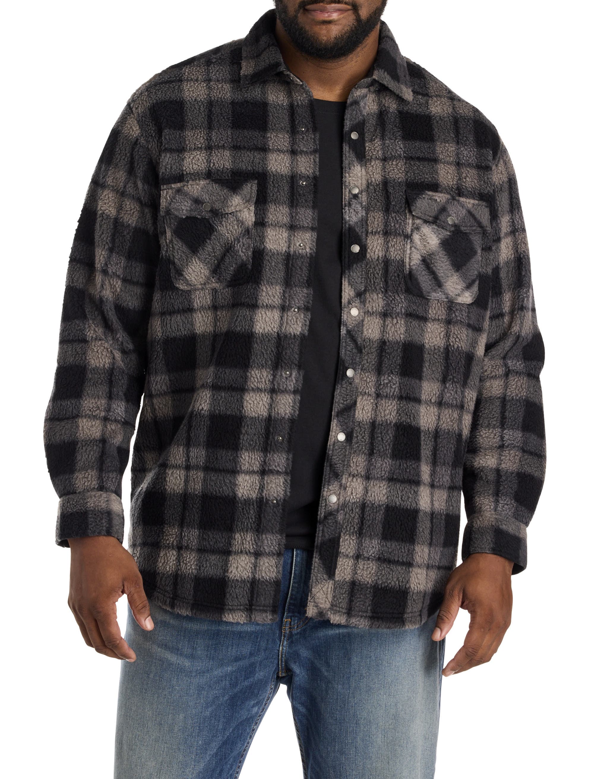 Big & Tall Glacier Plaid Superfleece Flannel Shirt Jacket - image 2