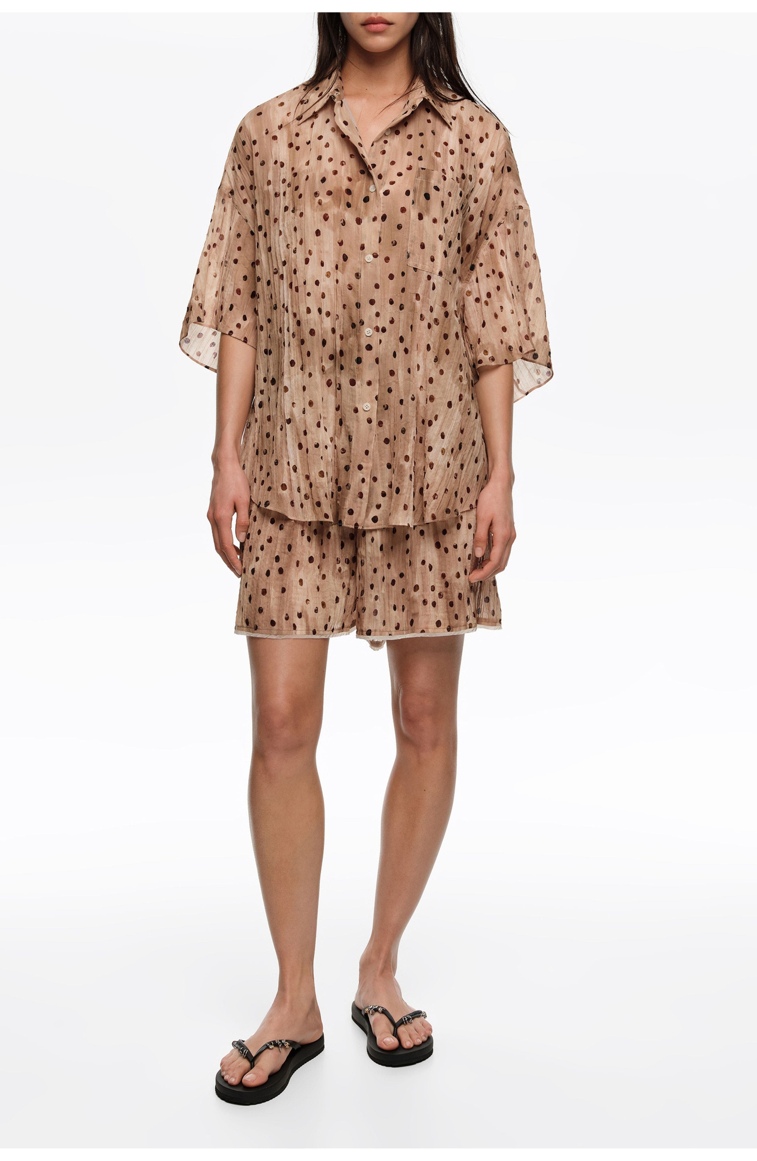 Dots Pleated Bermuda Shorts - image 1