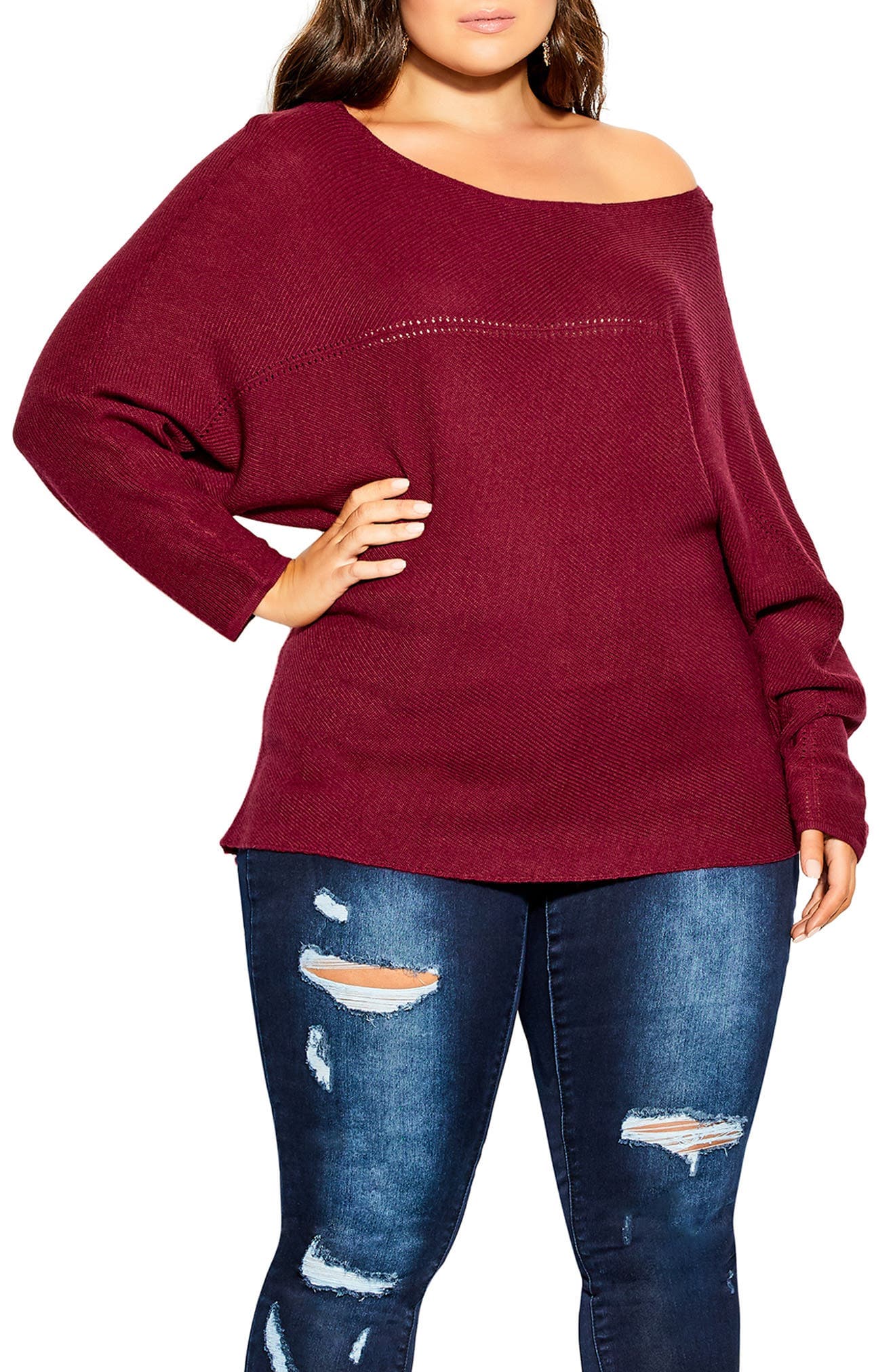 Romance One-Shoulder Sweater - image 3