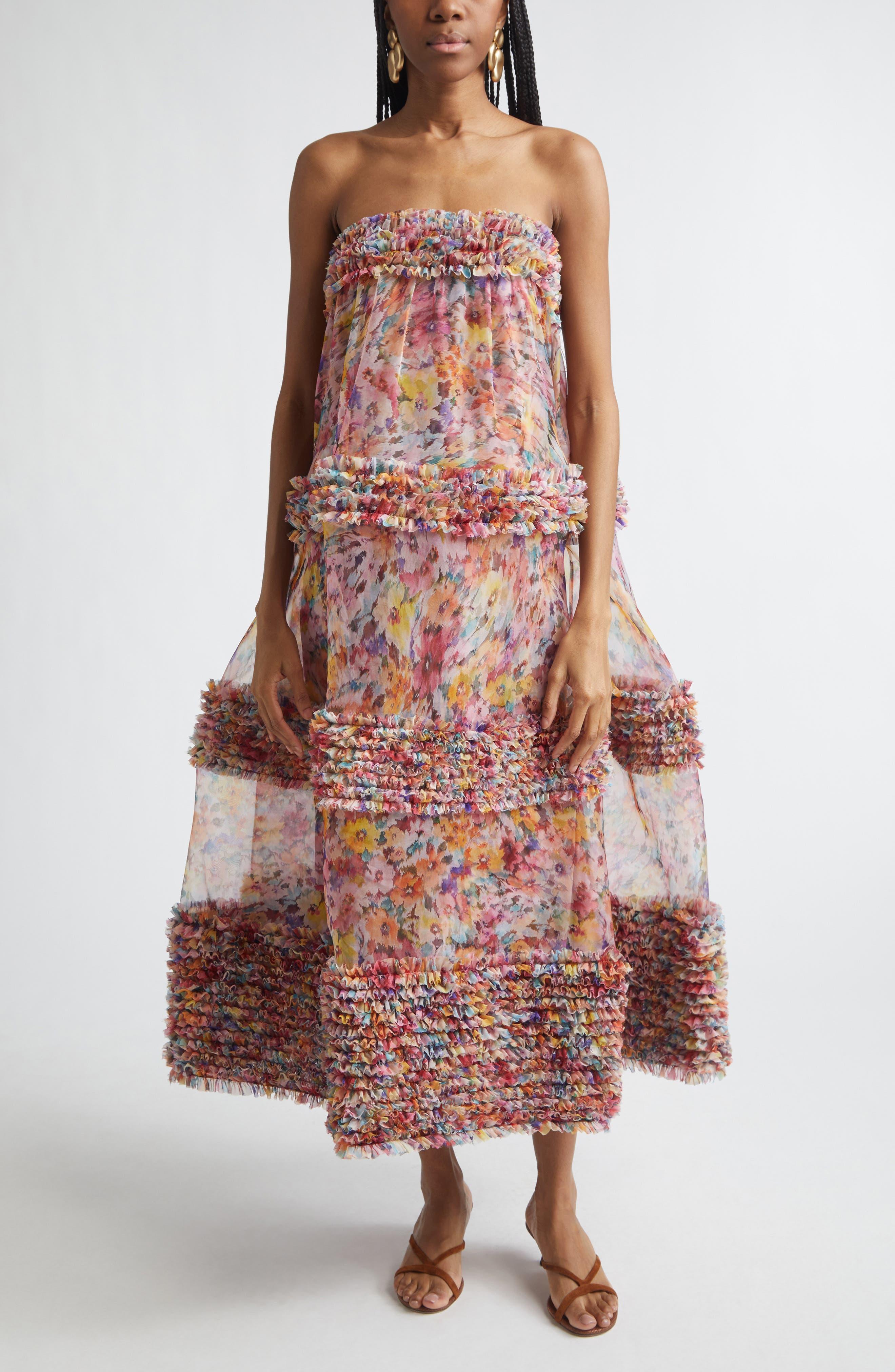 Kindred Spirit Luna Ruffle Bandeau Silk Organza Gown