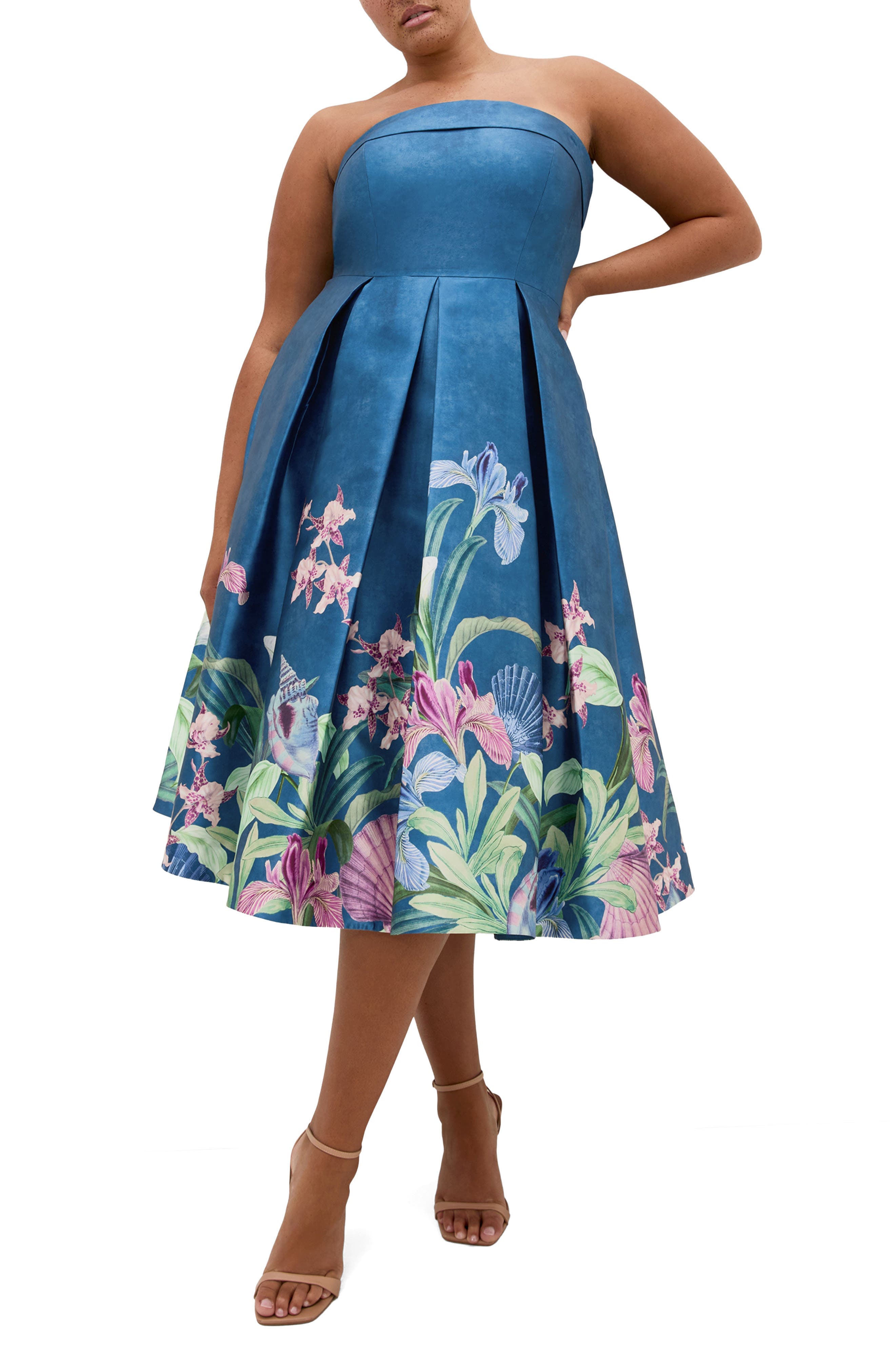 Tiffany Bloom Strapless Fit & Flare Dress - image 1