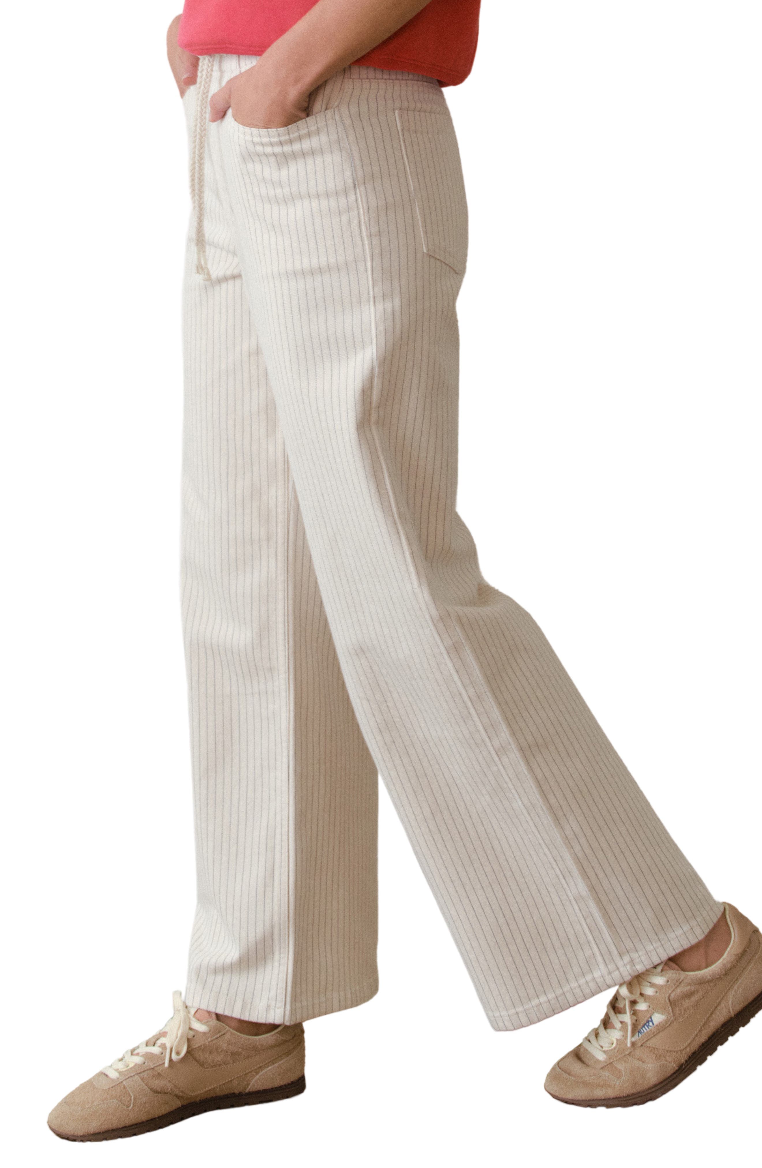 Ella Stripe Wide Leg Drawstring Pants - image 2