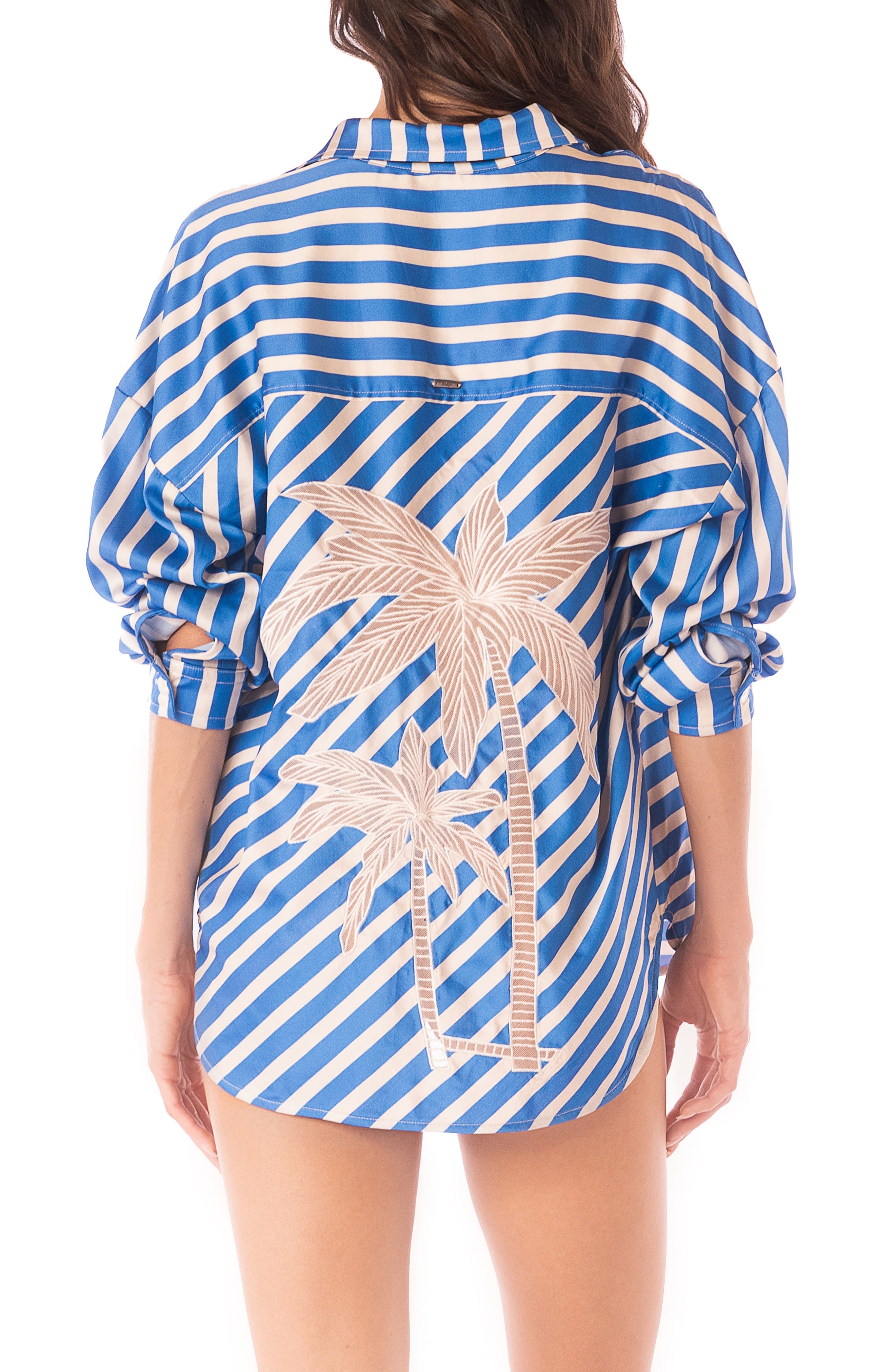 Azure Manele Stripe Cover-Up Shirt - image 2